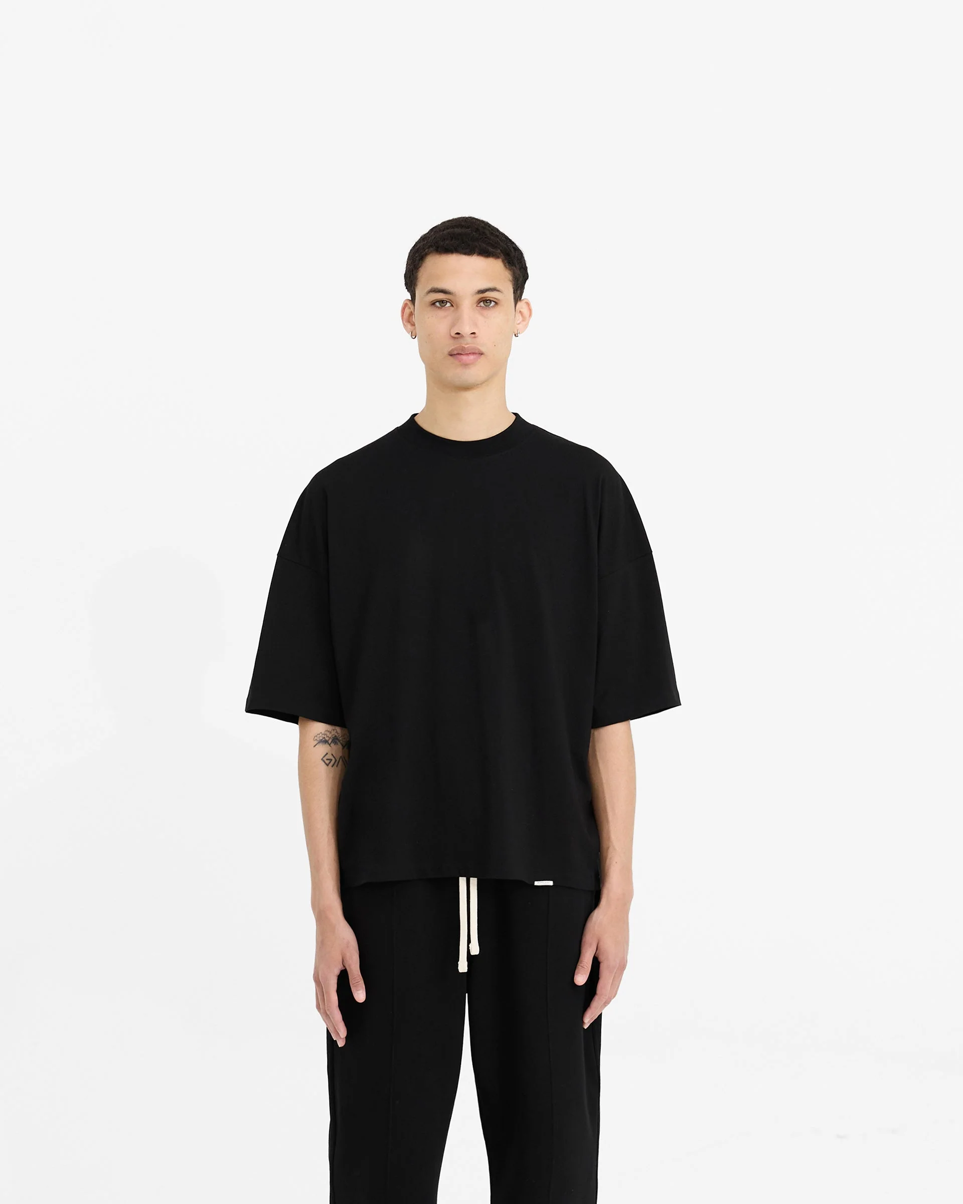 2 x Initial Boxy T-Shirt - Flat White & Black - Image 3