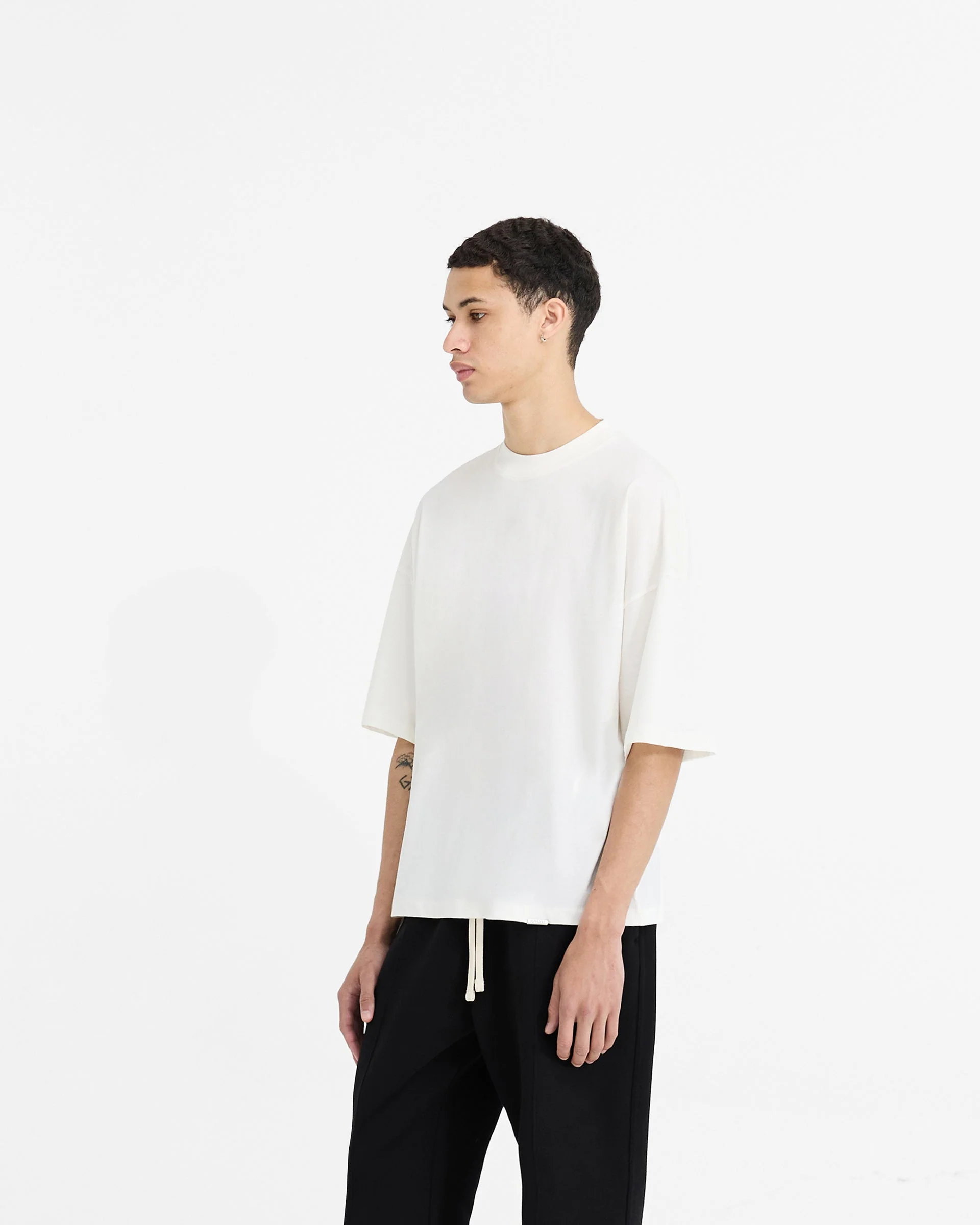 2 x Initial Boxy T-Shirt - Flat White & Black - Image 4