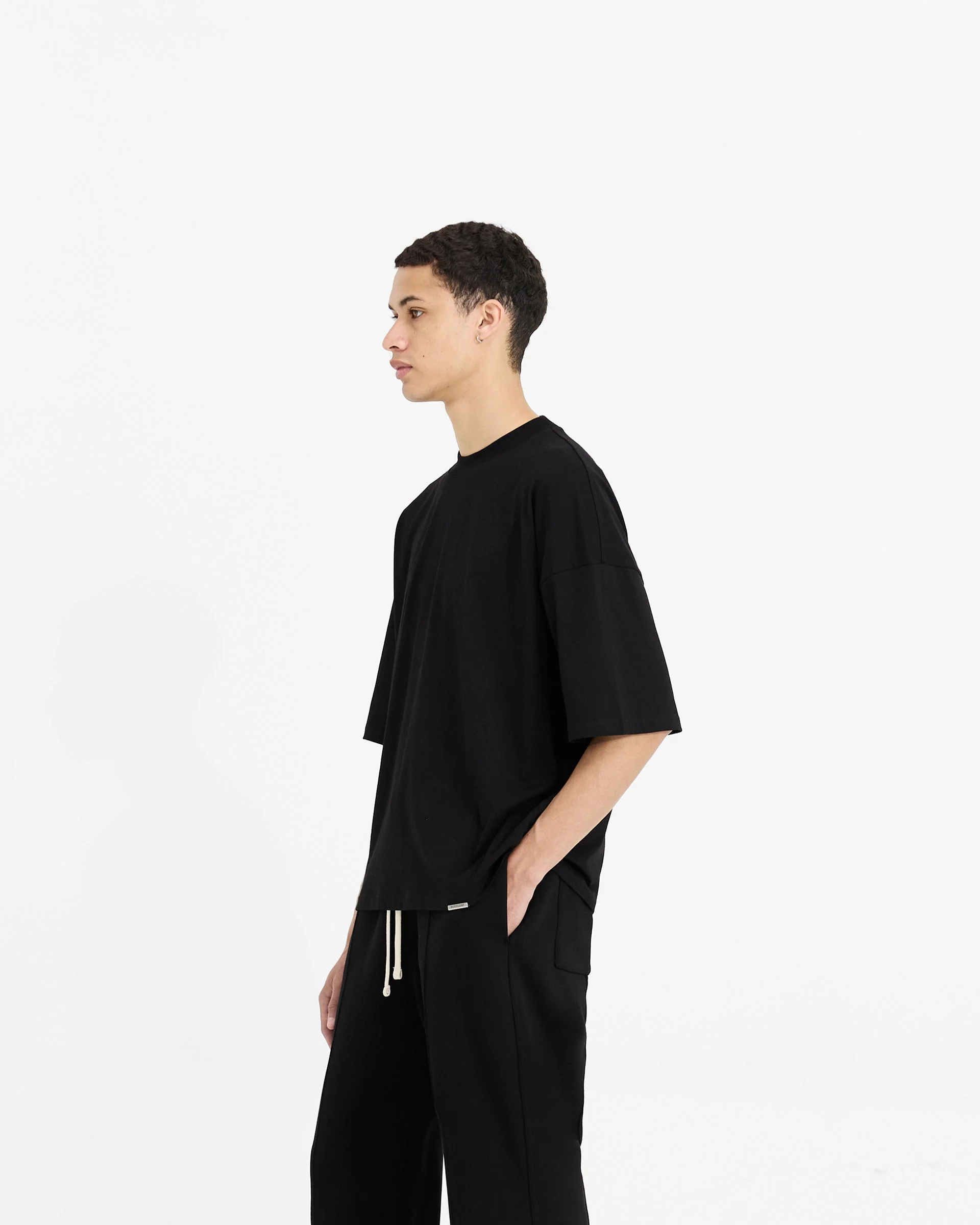 2 x Initial Boxy T-Shirt - Flat White & Black - Image 5
