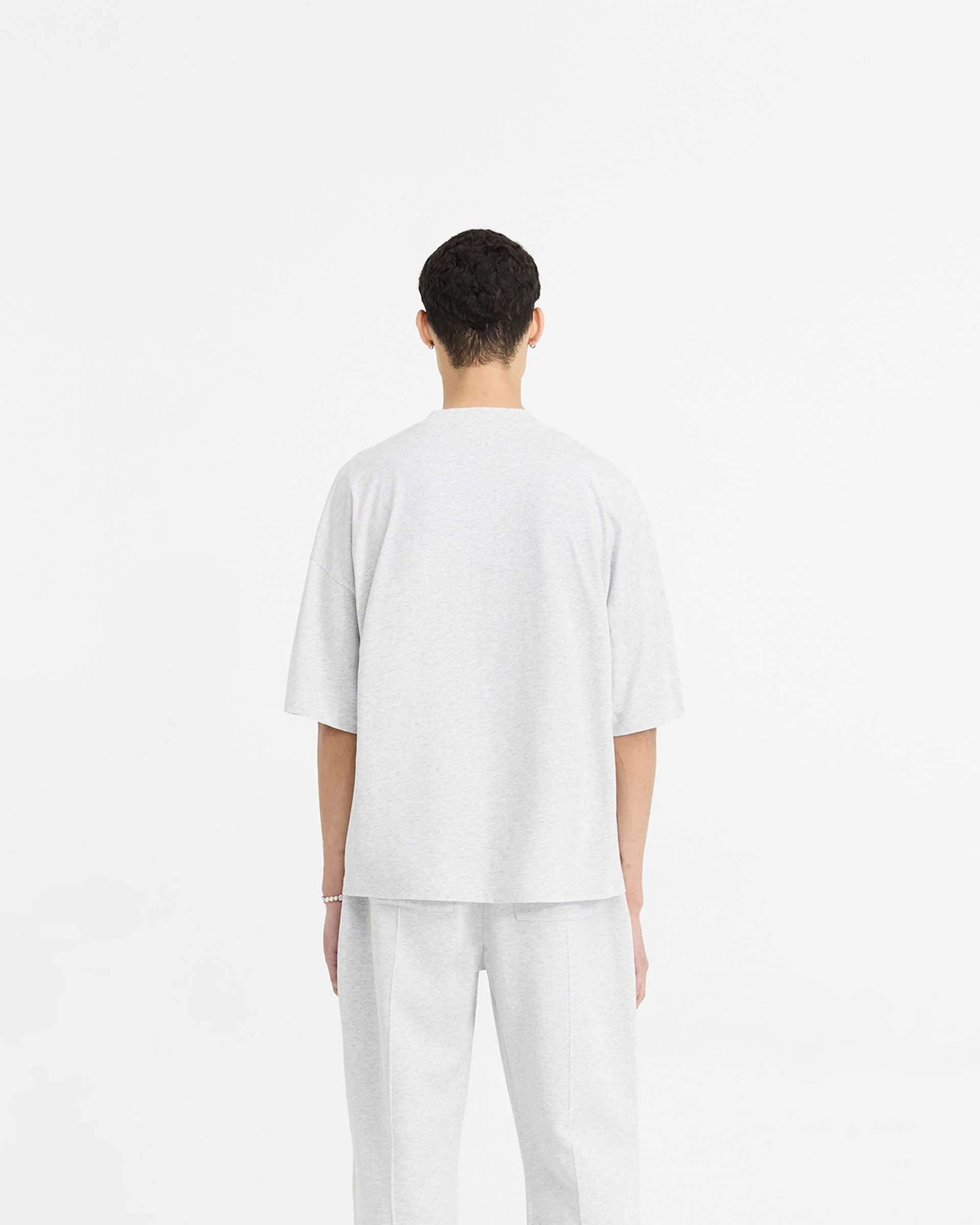 2 x Initial Boxy T-Shirt - Flat White & Ice Grey Marl - Image 7