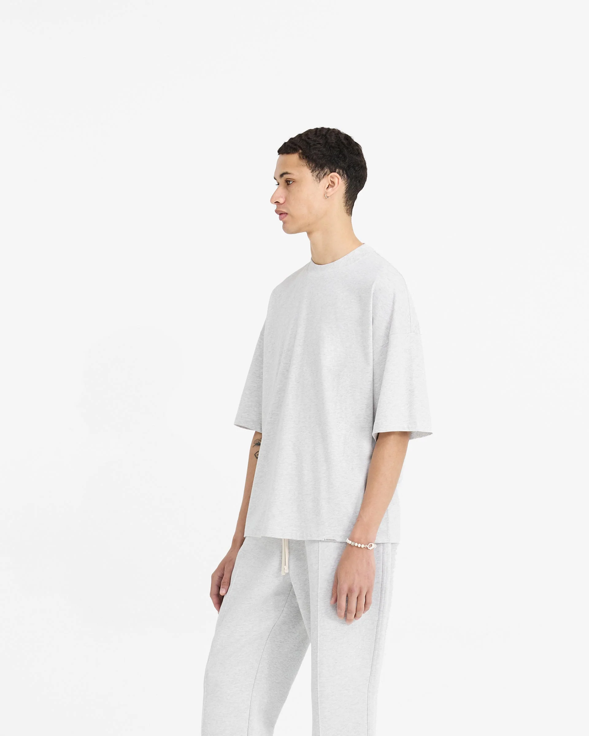 2 x Initial Boxy T-Shirt - Ice Grey Marl - Image 3