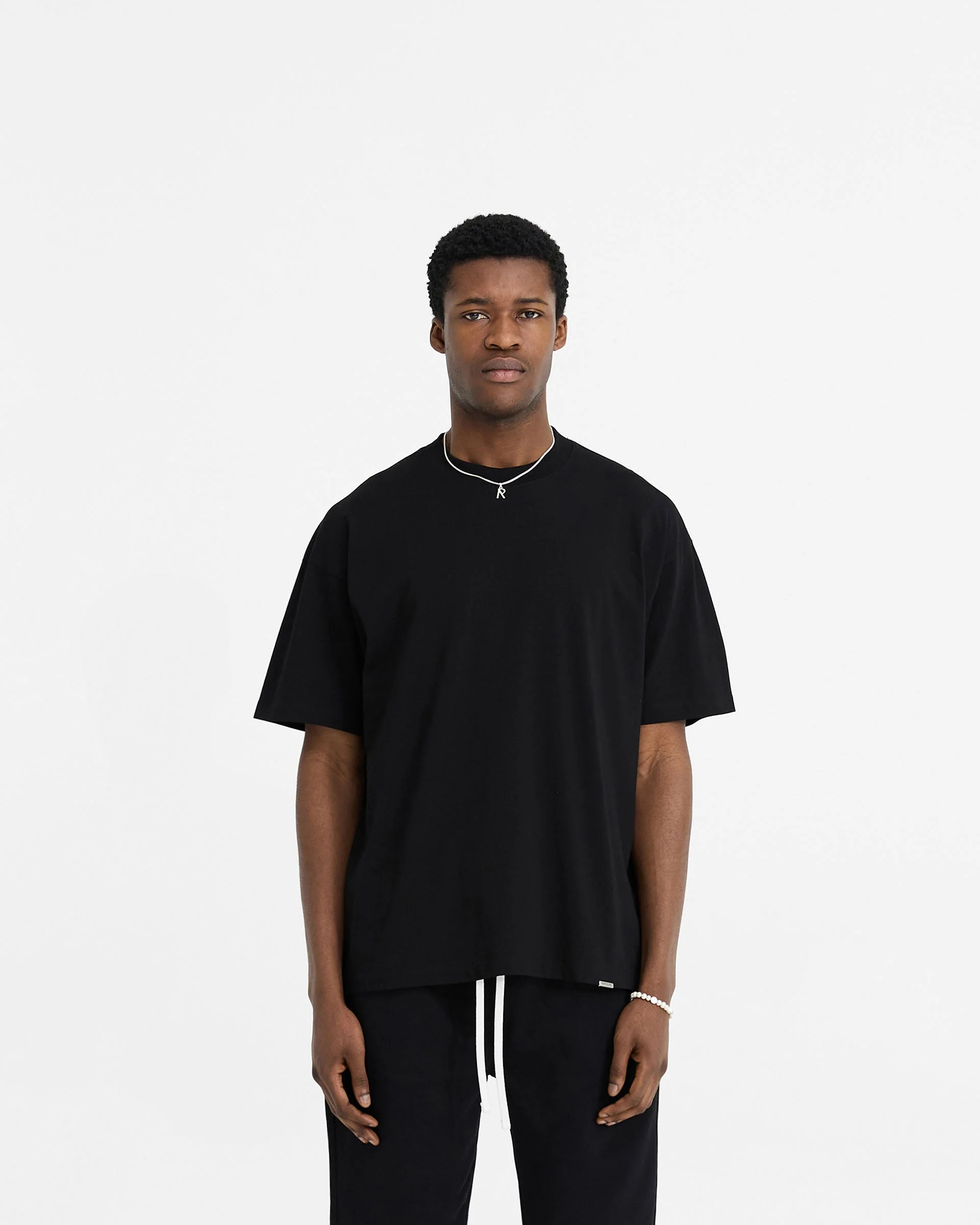 2 x Initial Oversized T-Shirt - Black & Ice Grey Marl - Image 3
