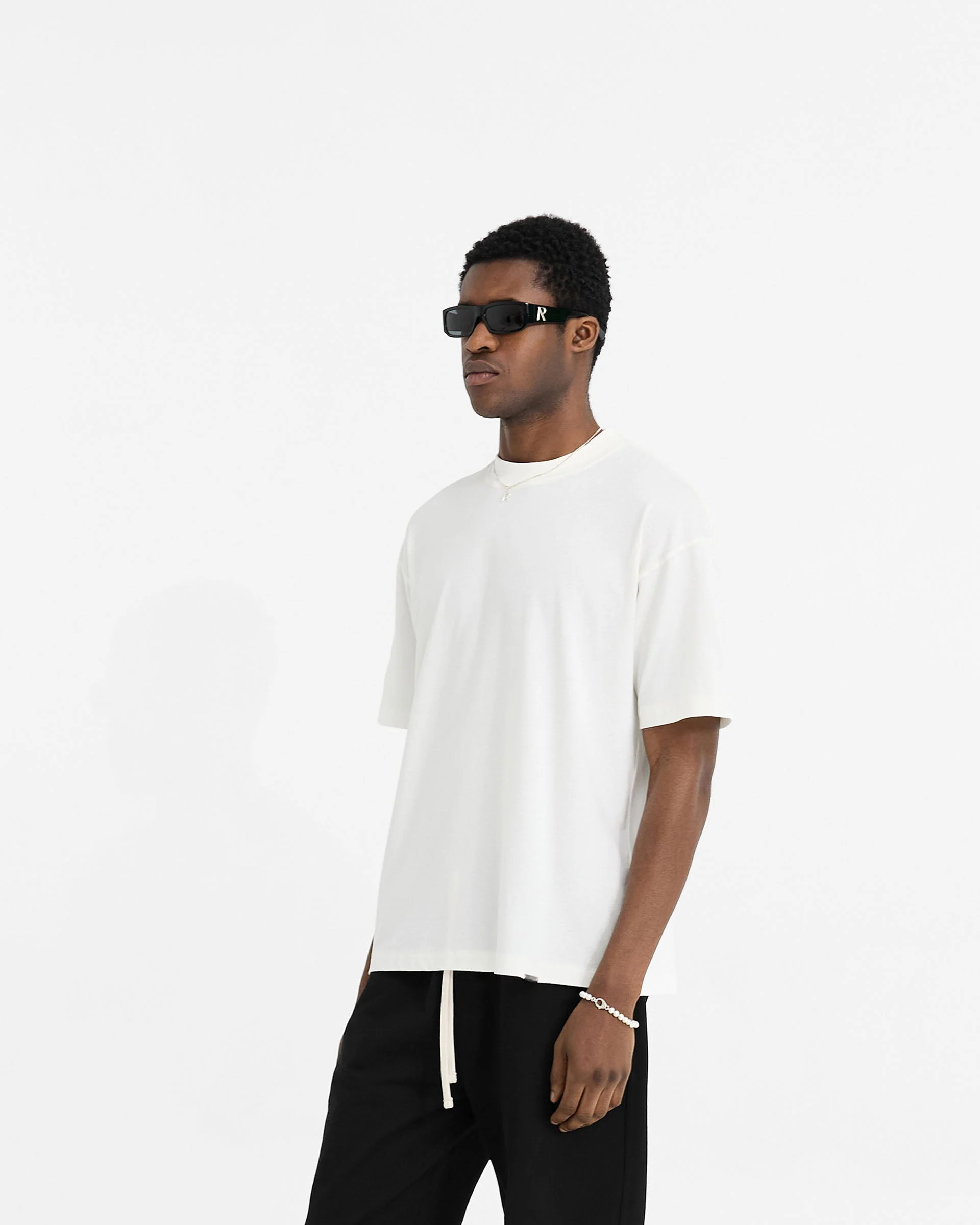 2 x Initial Oversized T-Shirt - Flat White - Image 3