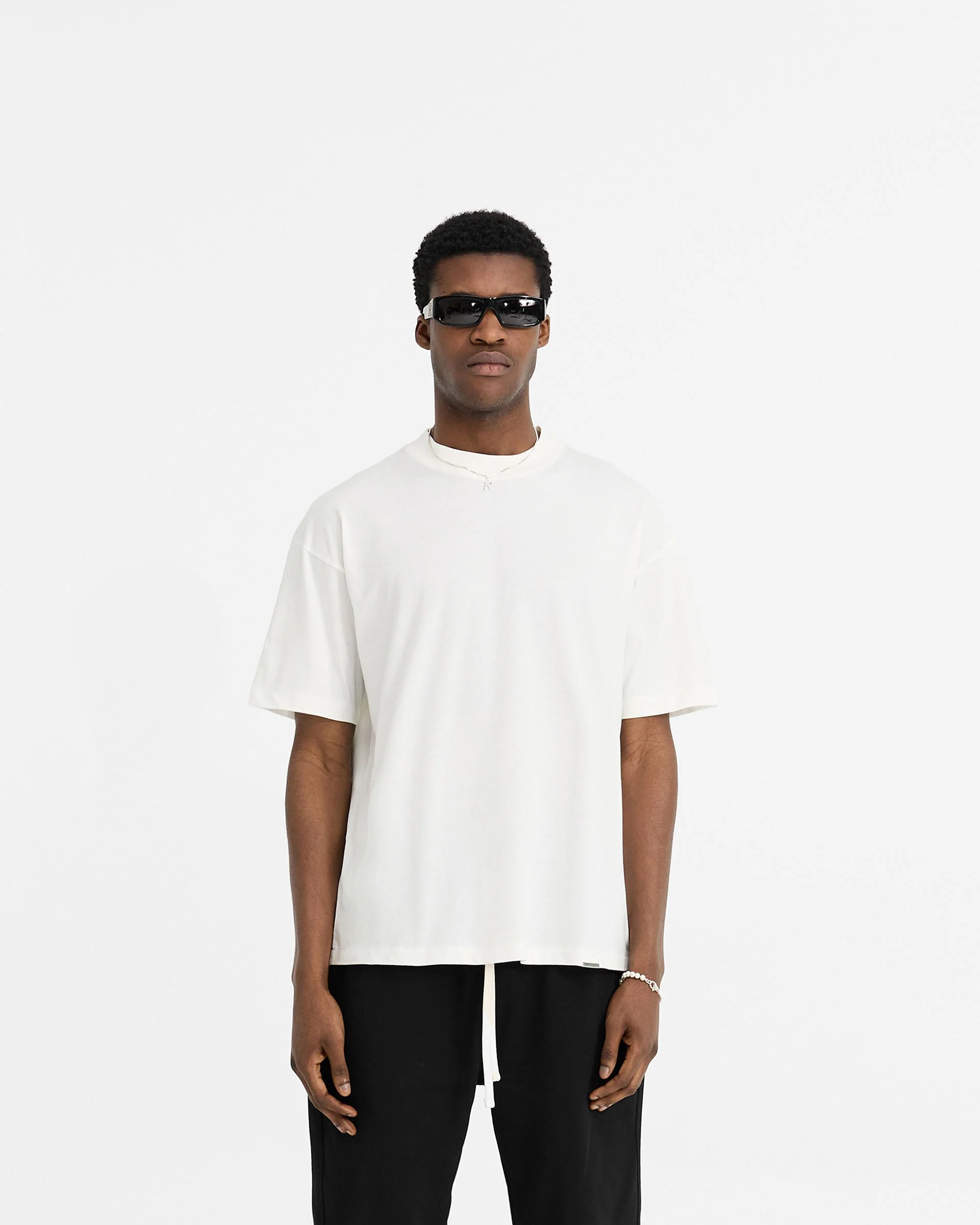 2 x Initial Oversized T-Shirt - Flat White & Black - Image 2