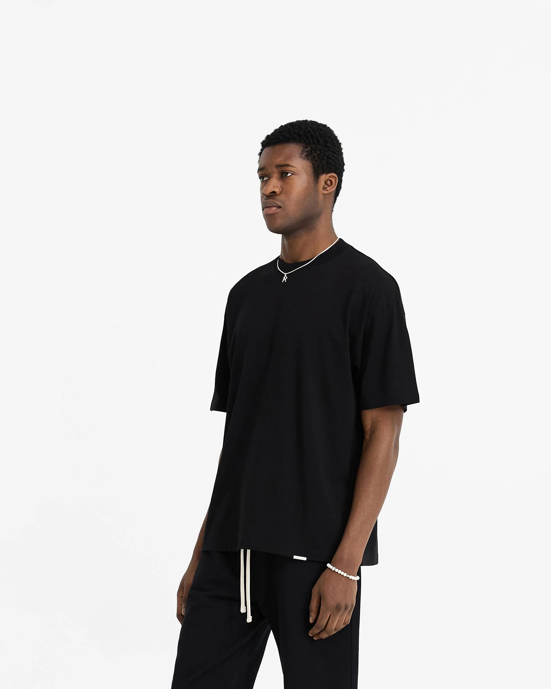 2 x Initial Oversized T-Shirt - Flat White & Black - Image 5