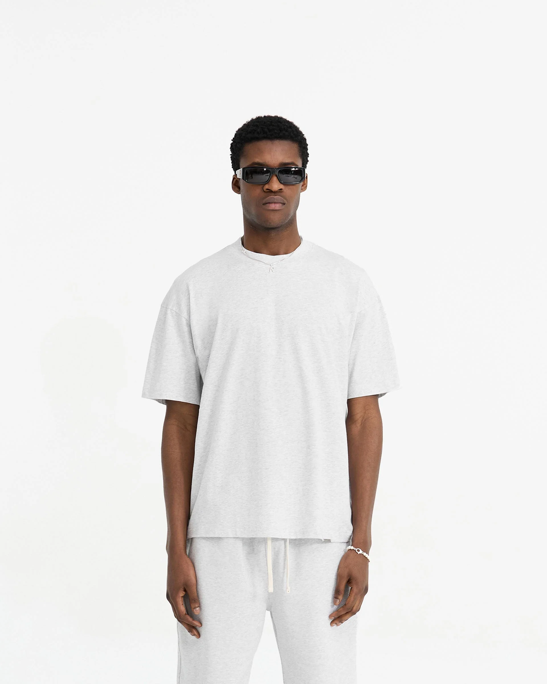 2 x Initial Oversized T-Shirt - Ice Grey Marl - Image 2