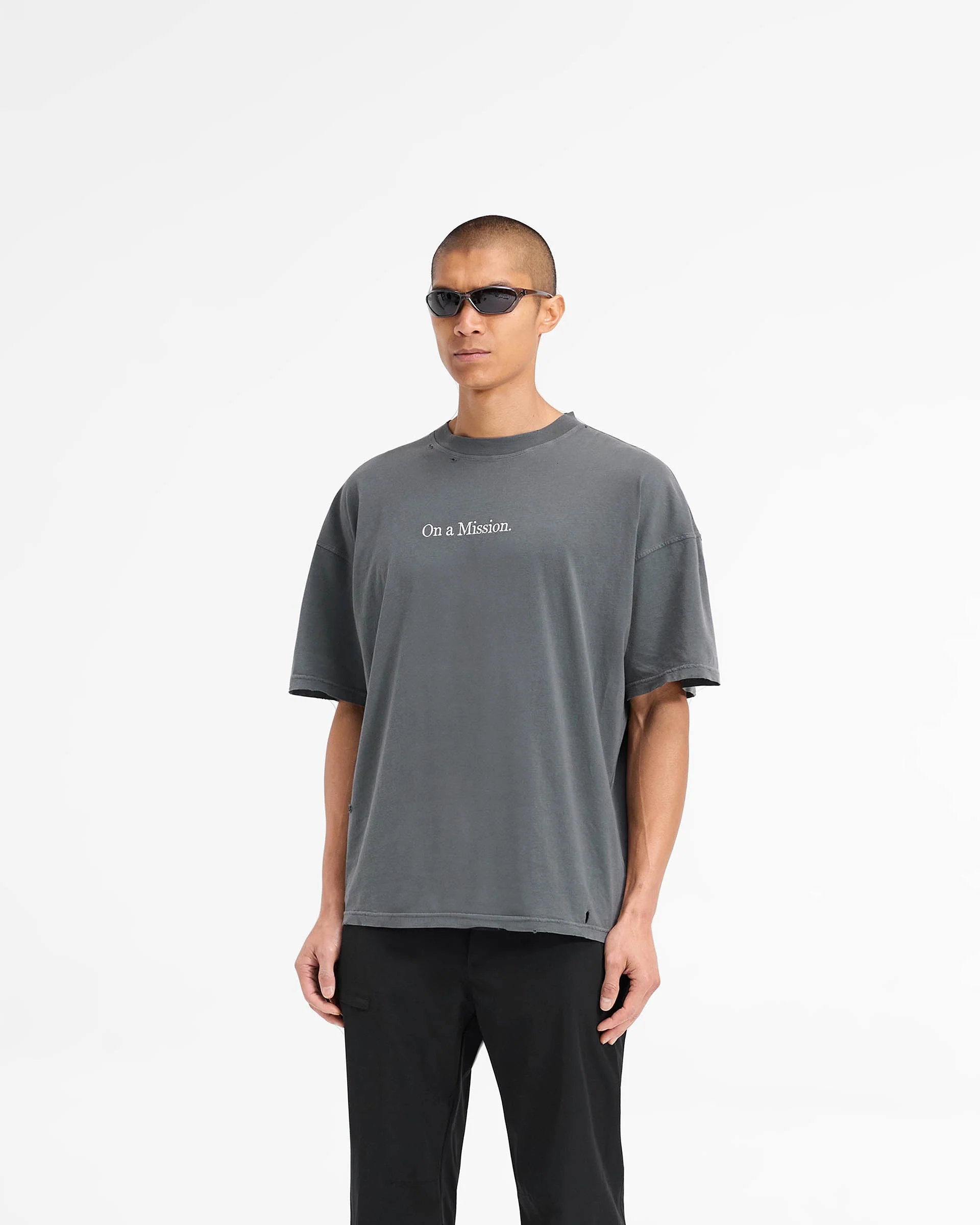 247 On A Mission Oversized T-Shirt - Aged Black - Image 2