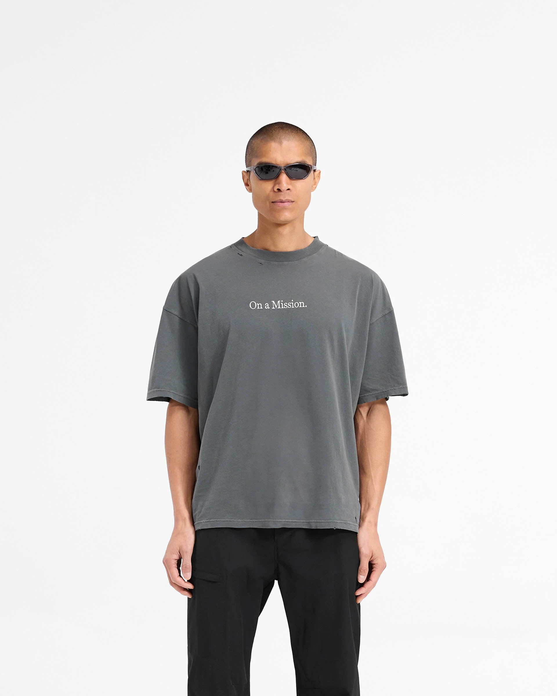 247 On A Mission Oversized T-Shirt - Aged Black - Image 3