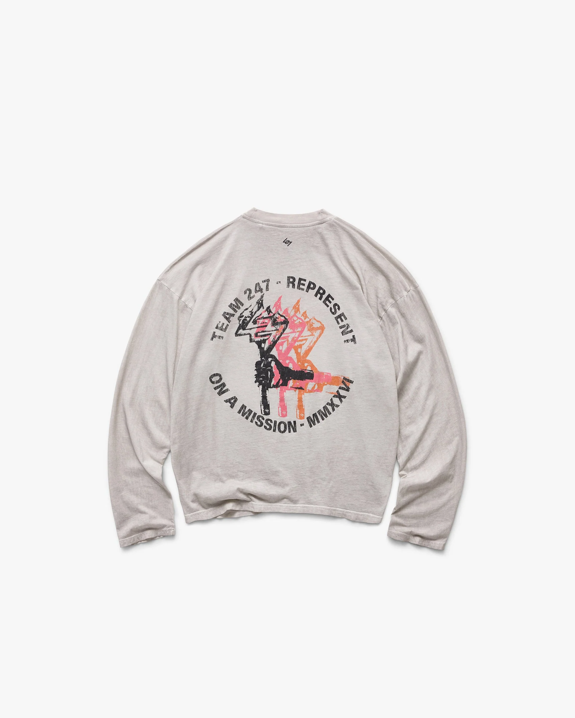 247 Torch Boxy Long Sleeve T-Shirt - Bleach Wash - Image 2