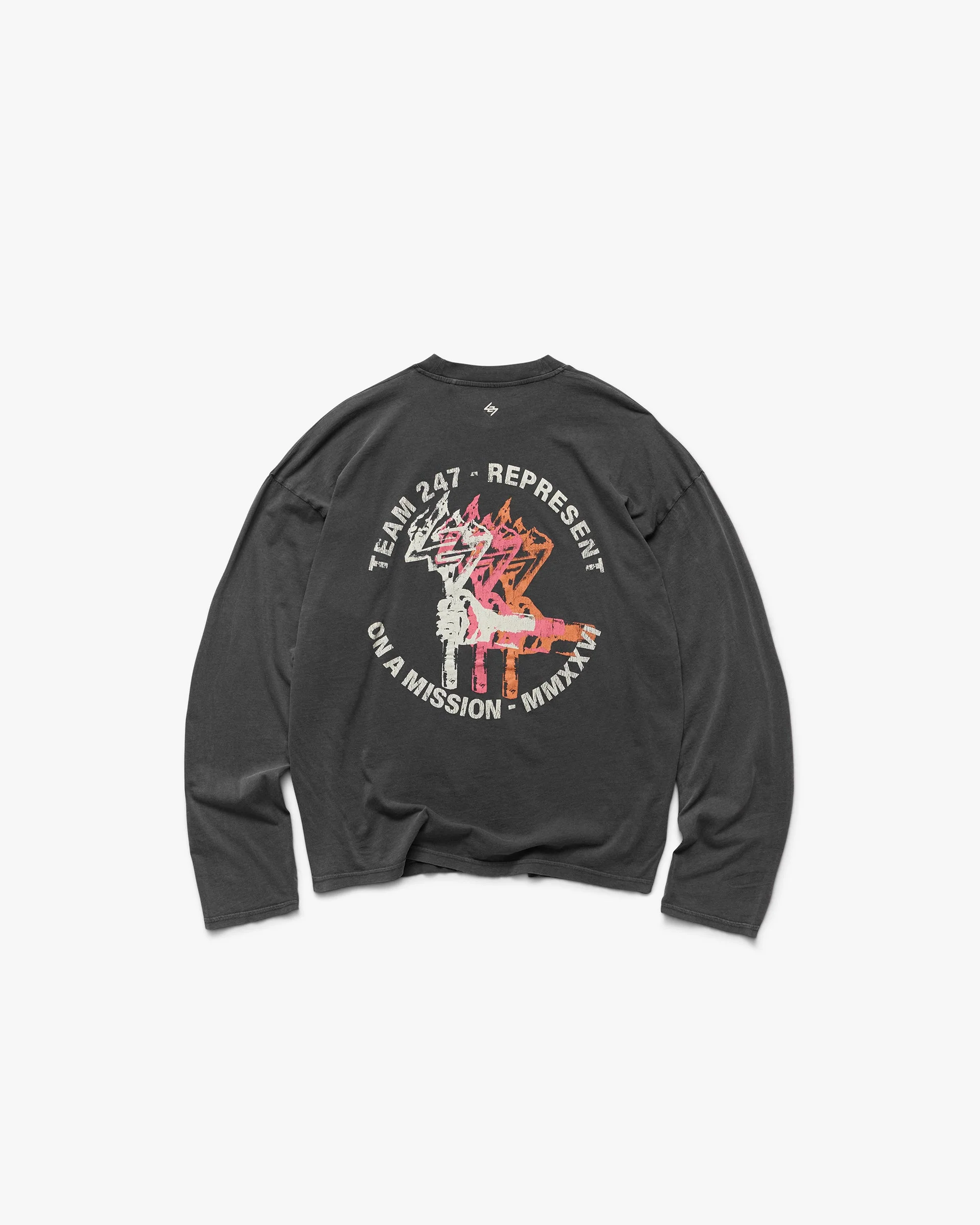 247 Torch Boxy Long Sleeve T-Shirt - Washed Black - Image 2
