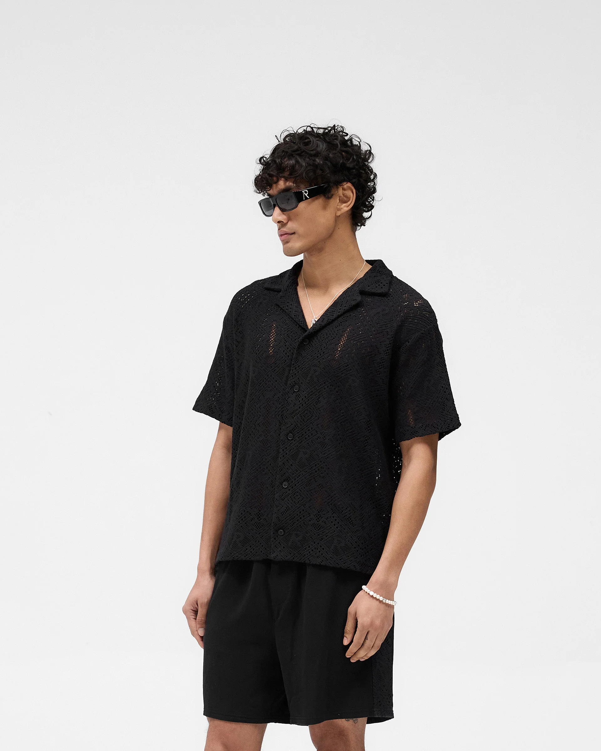All Over Crochet Shirt - Jet Black - Image 2