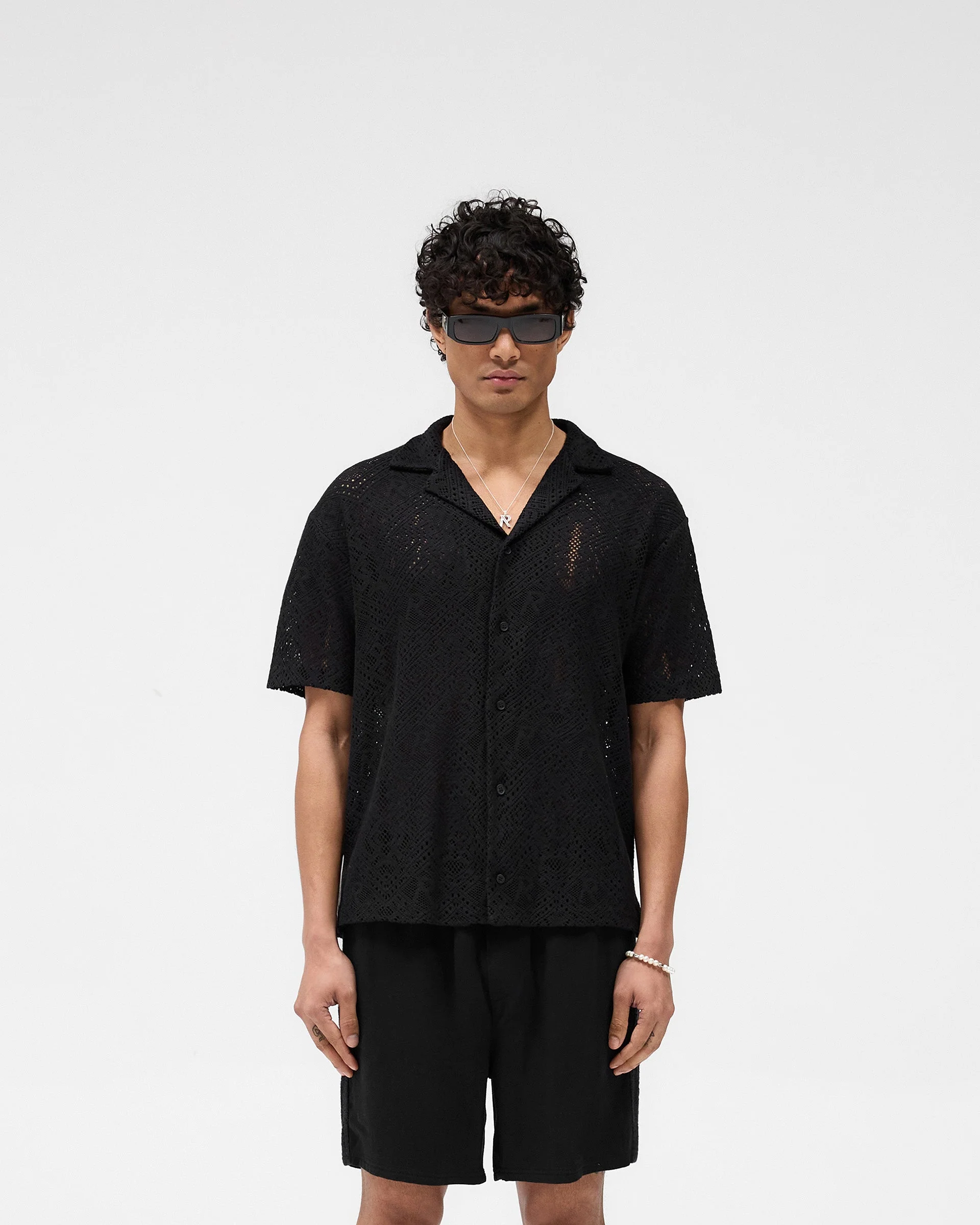 All Over Crochet Shirt - Jet Black - Image 3