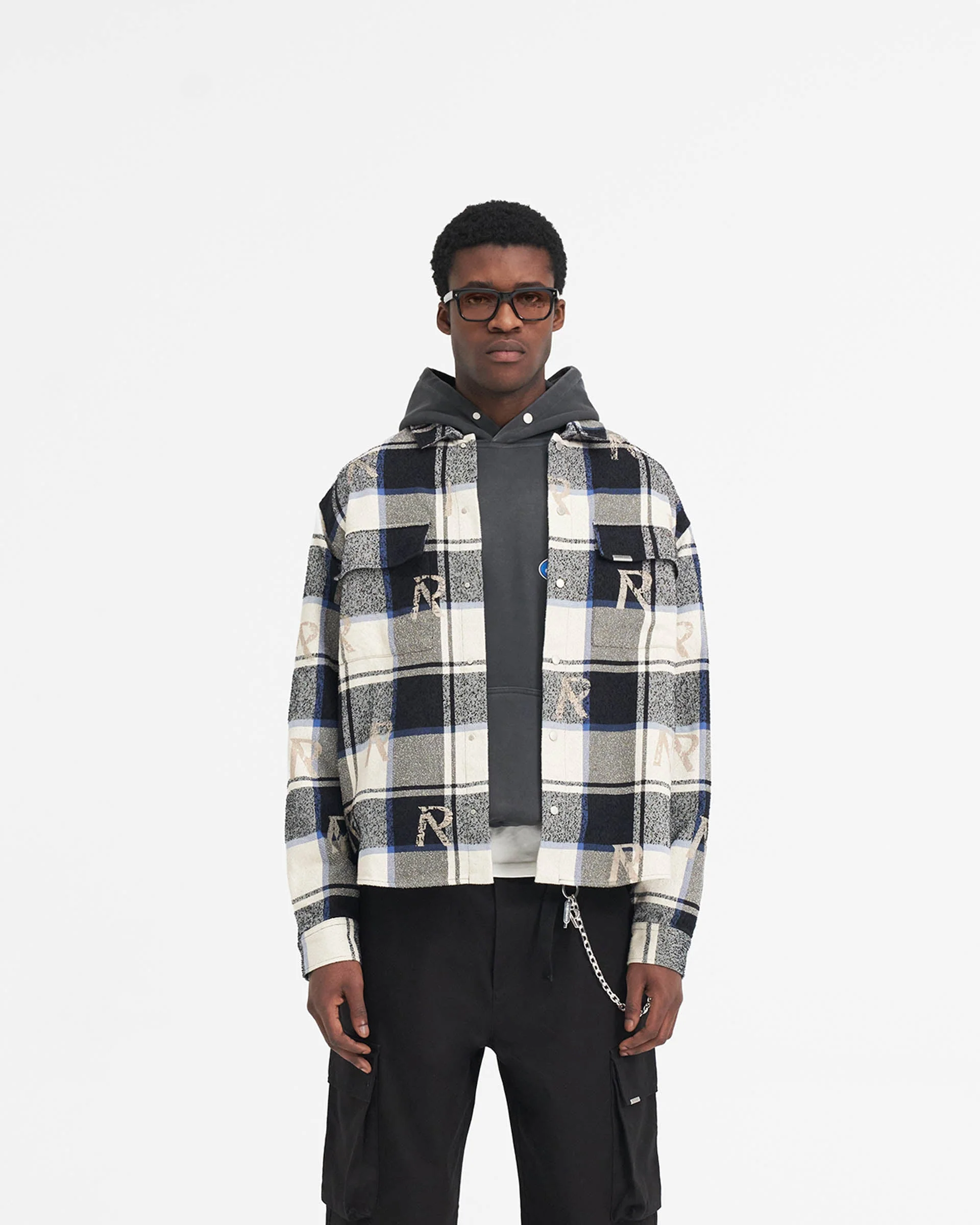 All Over Initial Flannel Shirt - Blue Check - Image 3