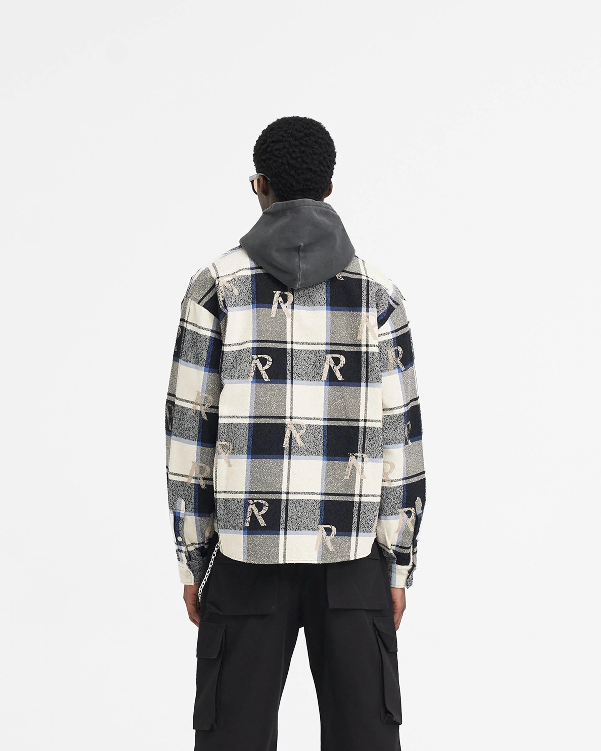 All Over Initial Flannel Shirt - Blue Check - Image 4