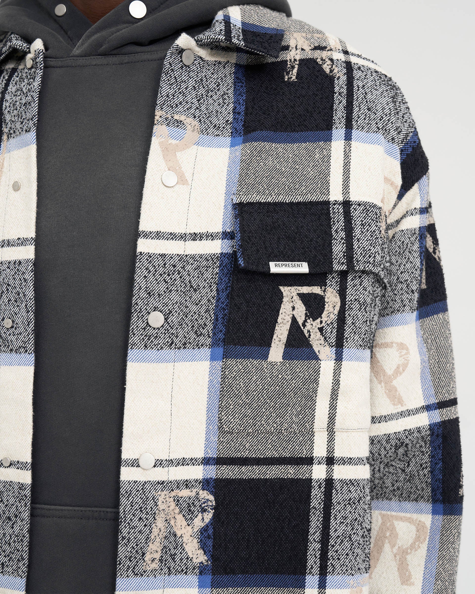 All Over Initial Flannel Shirt - Blue Check - Image 5