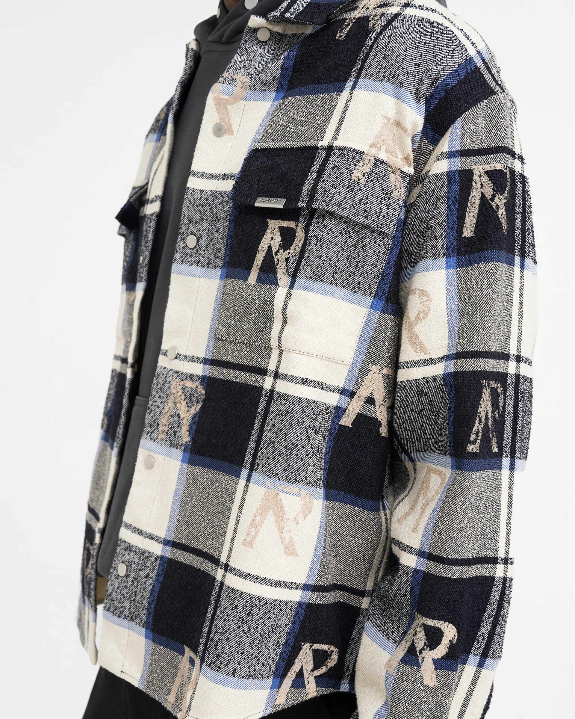 All Over Initial Flannel Shirt - Blue Check - Image 6