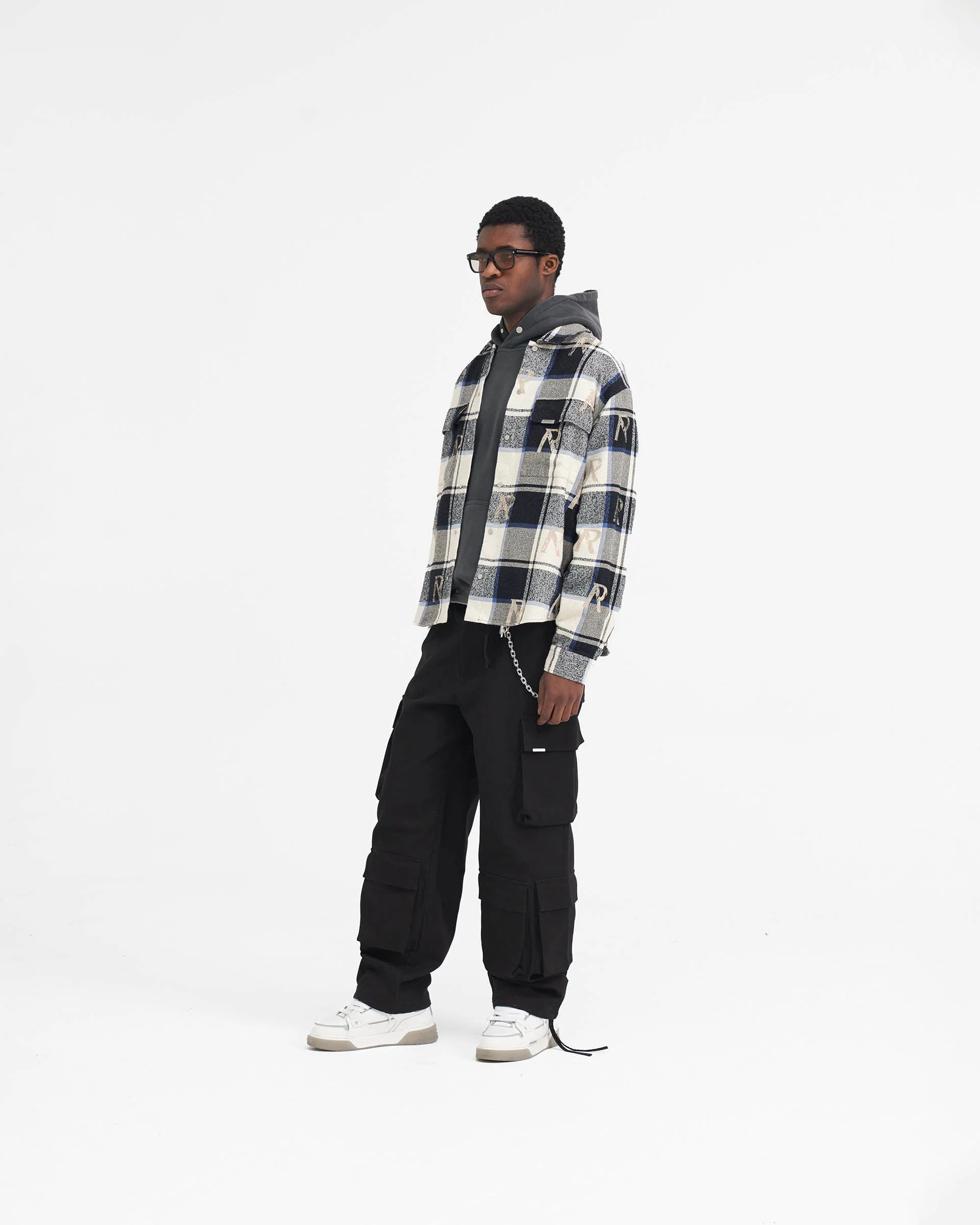 All Over Initial Flannel Shirt - Blue Check - Image 8