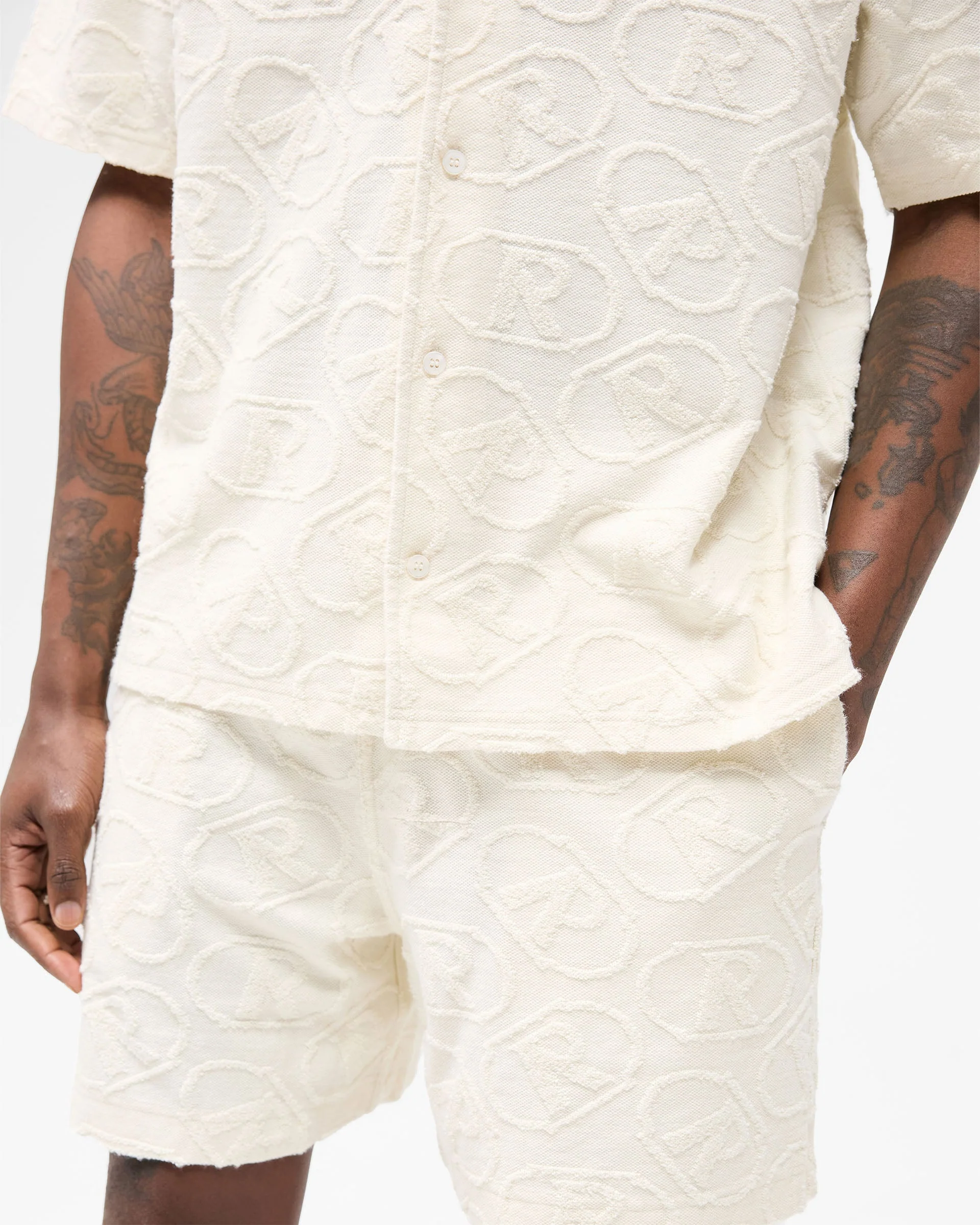 All Over Print Towel Short - Aged White - Image 5