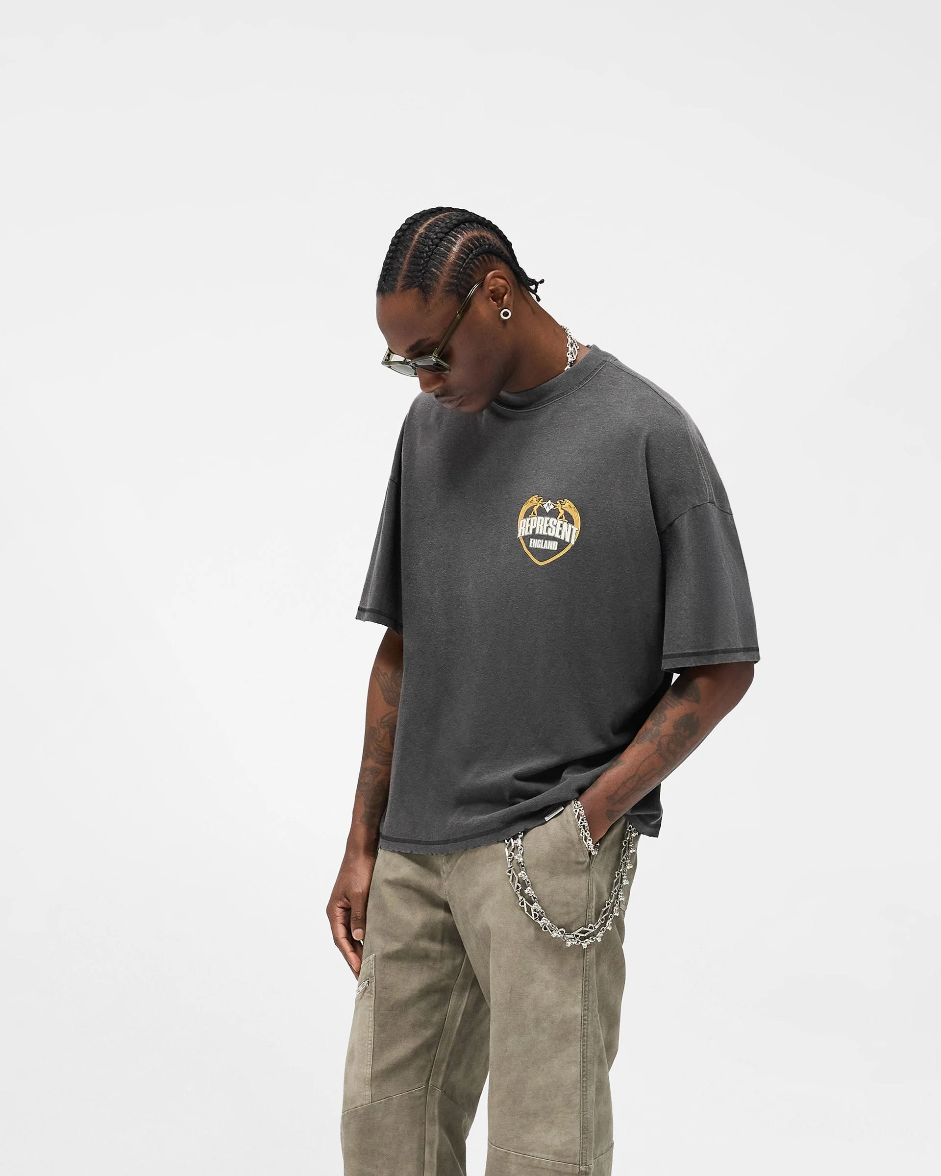 Angel Border T-Shirt - Stained Black - Image 4