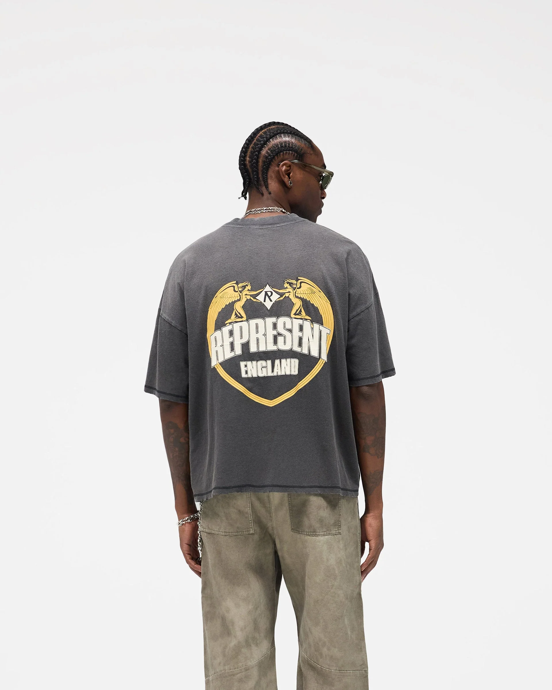 Angel Border T-Shirt - Stained Black - Image 5