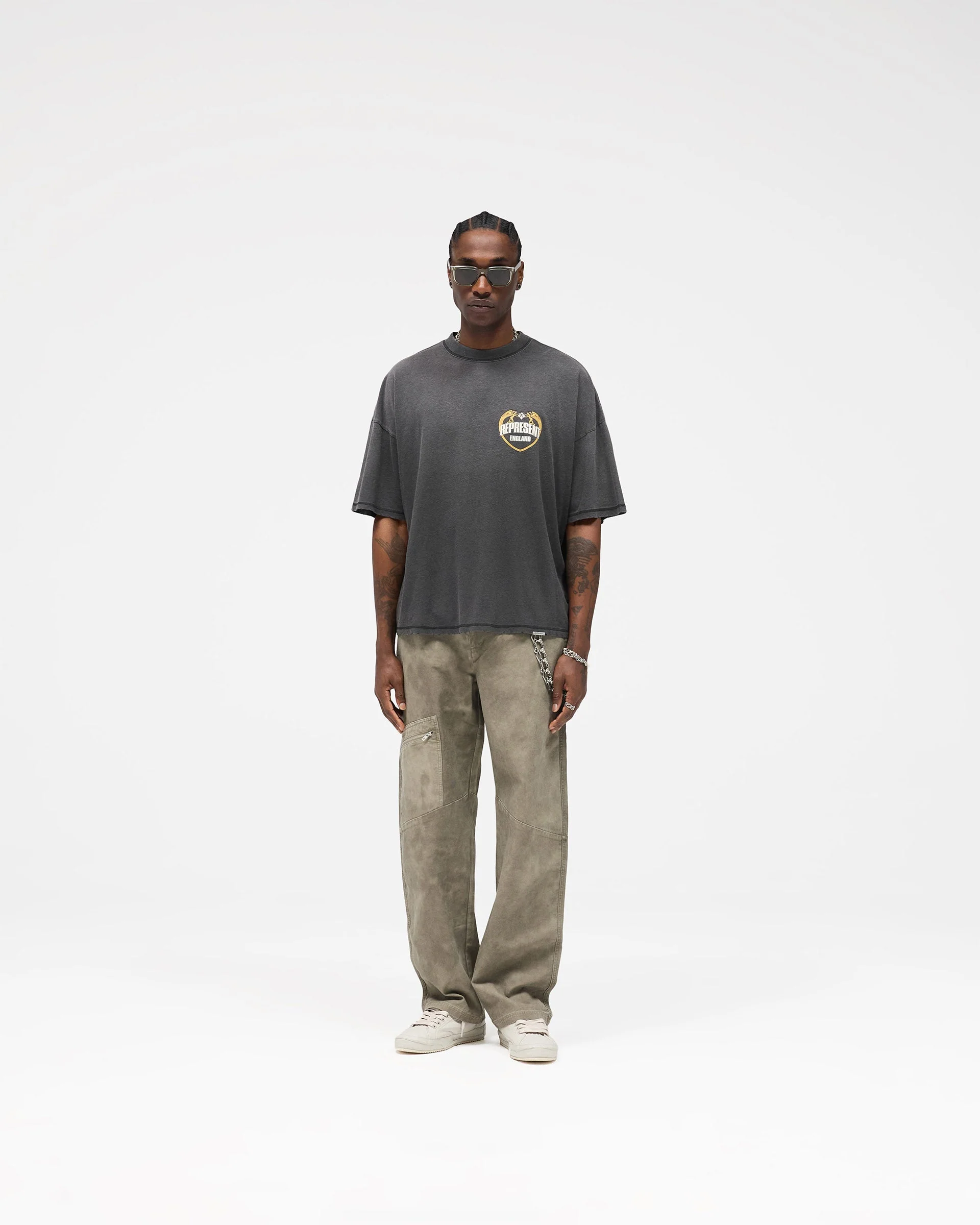 Angel Border T-Shirt - Stained Black - Image 6