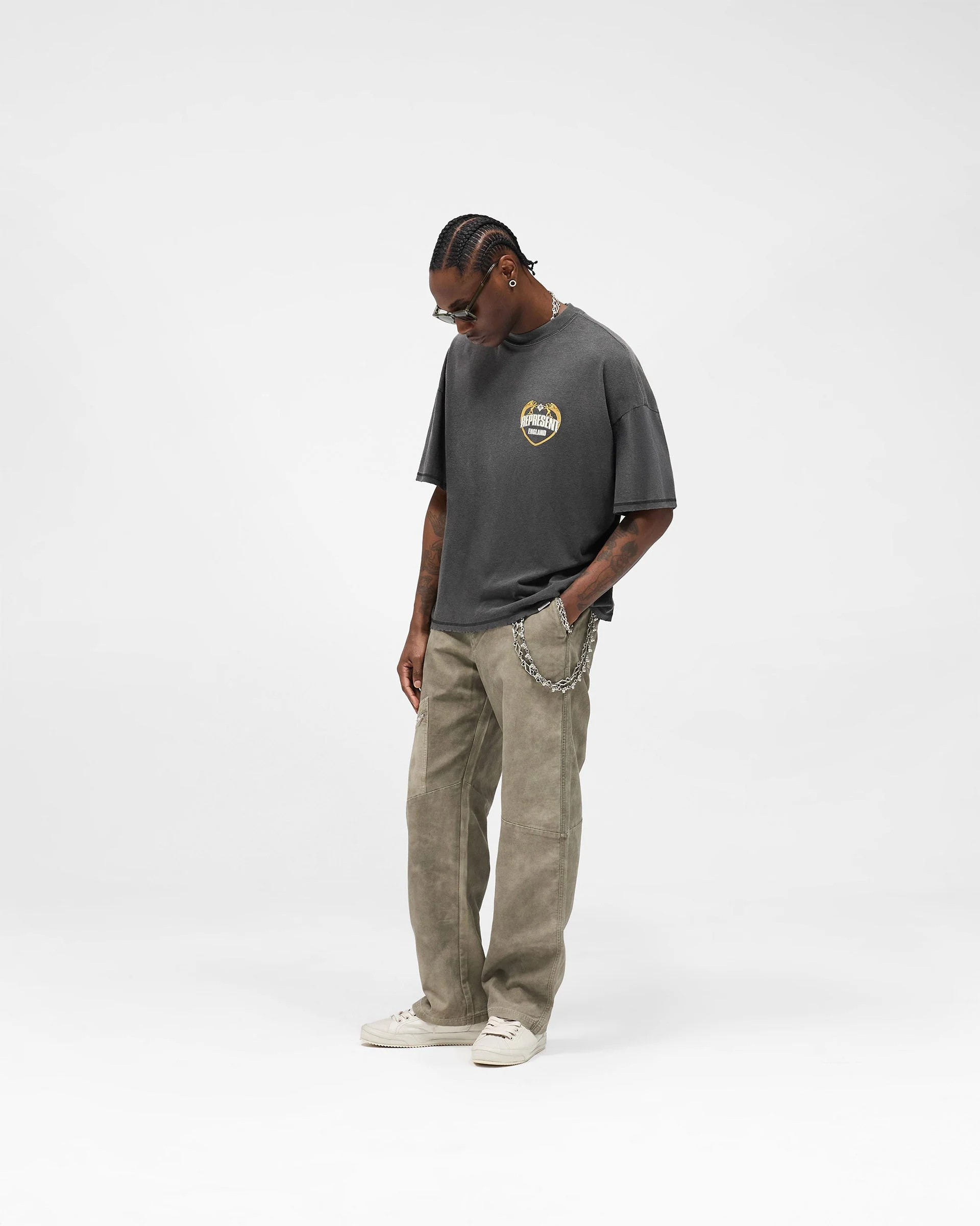 Angel Border T-Shirt - Stained Black - Image 7