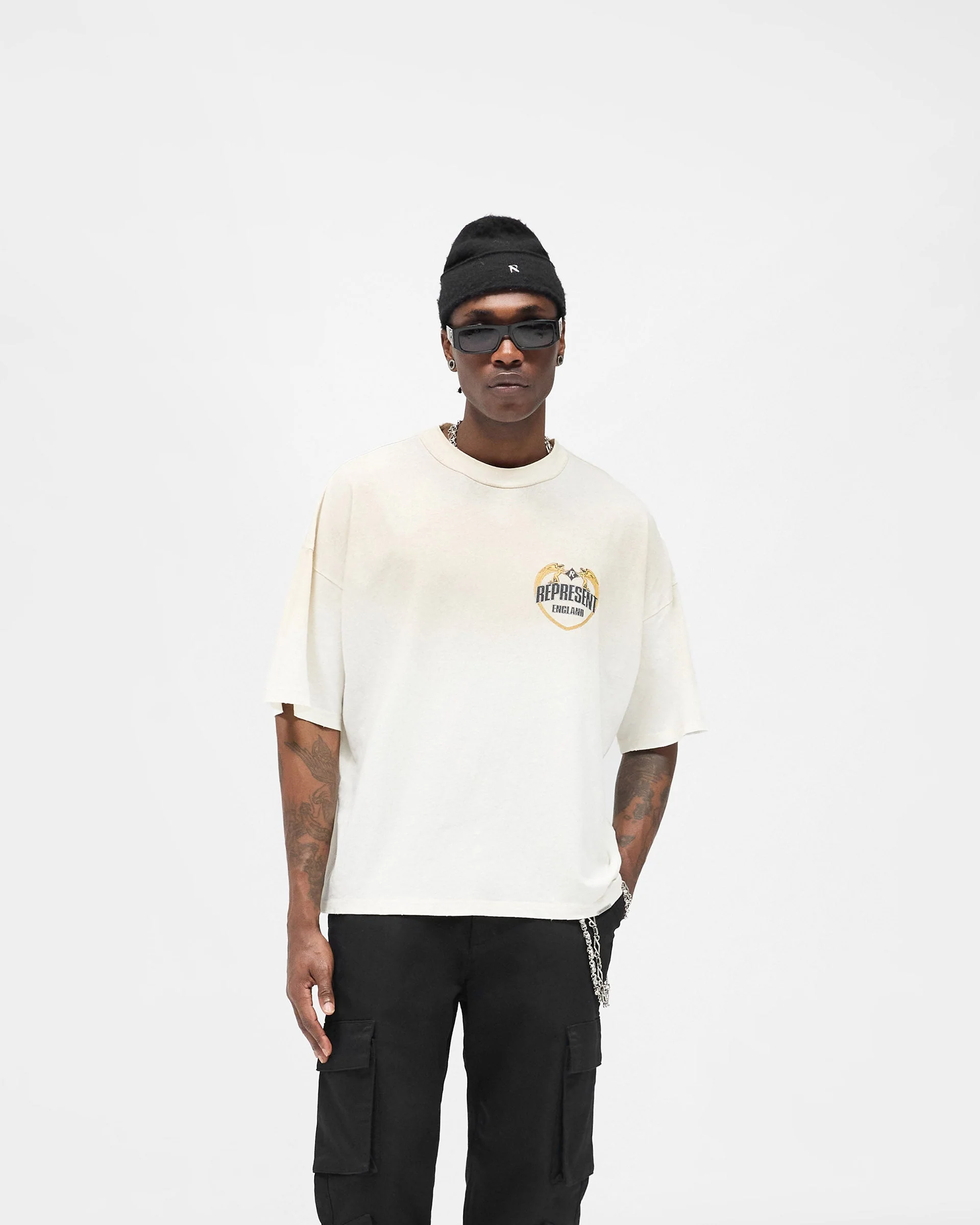 Angel Border T-Shirt - Washed Ecru - Image 3