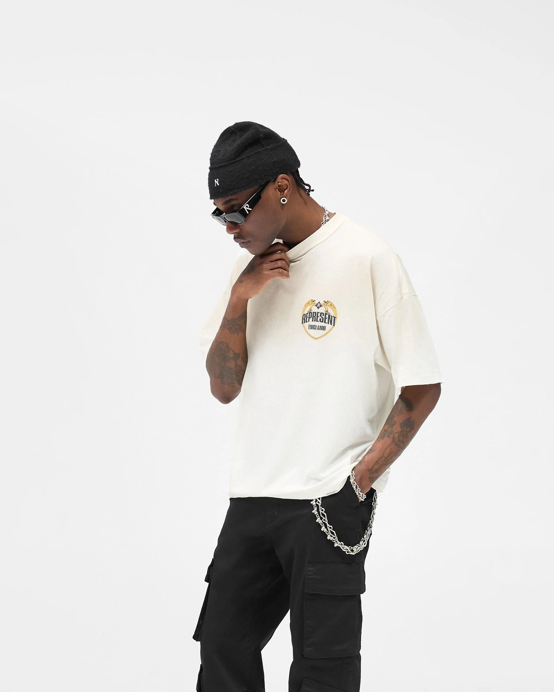 Angel Border T-Shirt - Washed Ecru - Image 4