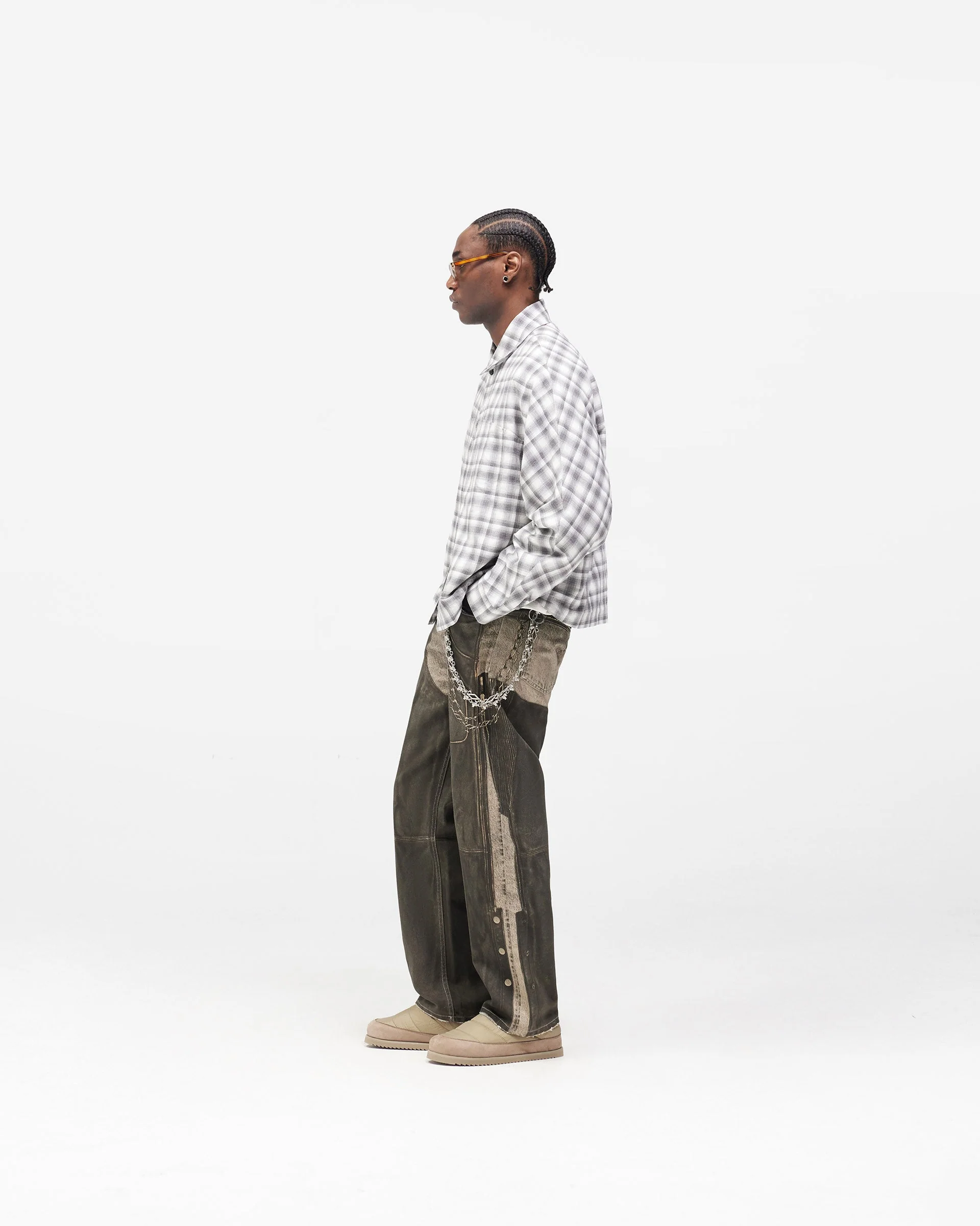 Arch Flannel Shirt - Flat White Jet Black - Image 10