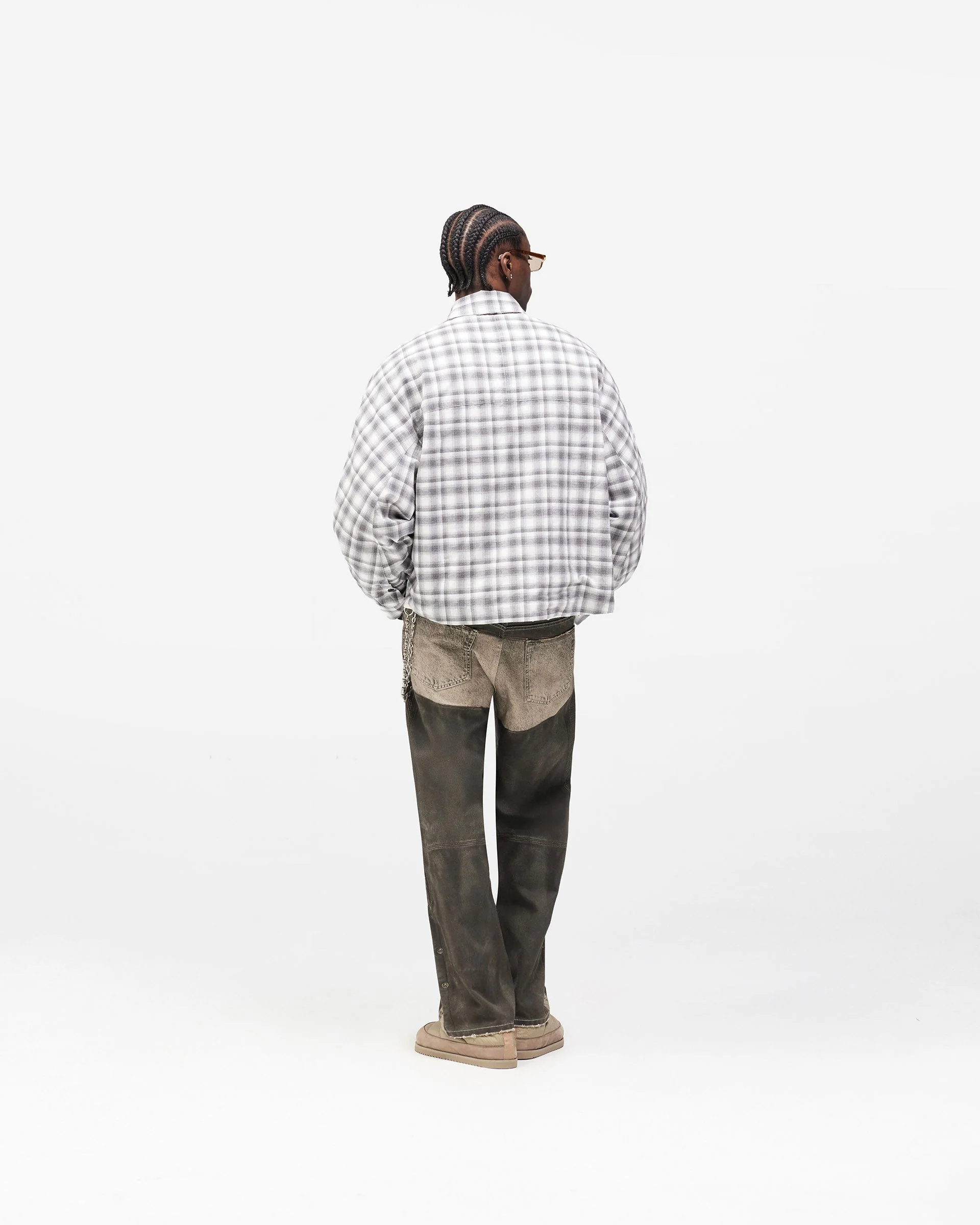 Arch Flannel Shirt - Flat White Jet Black - Image 12