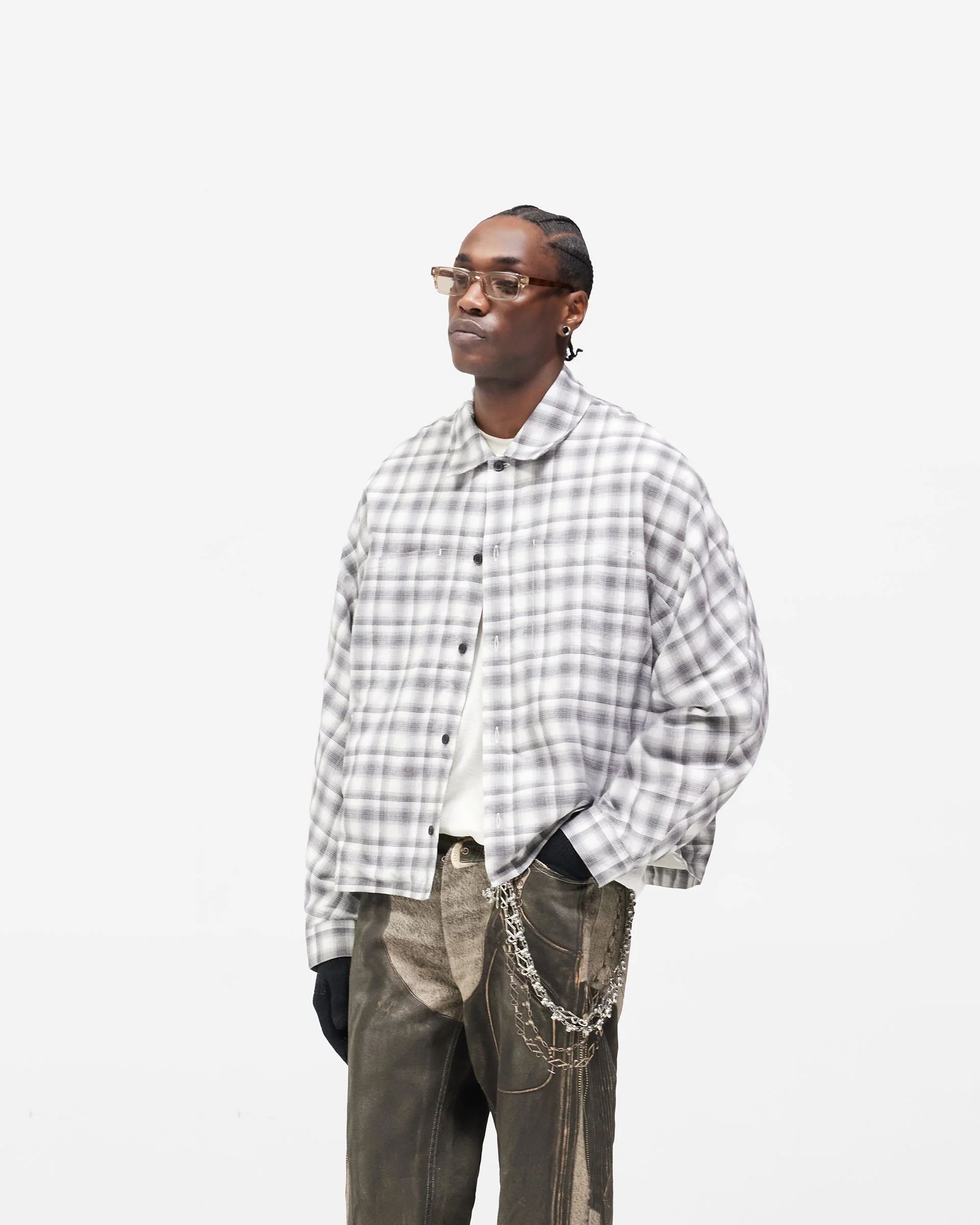 Arch Flannel Shirt - Flat White Jet Black - Image 2