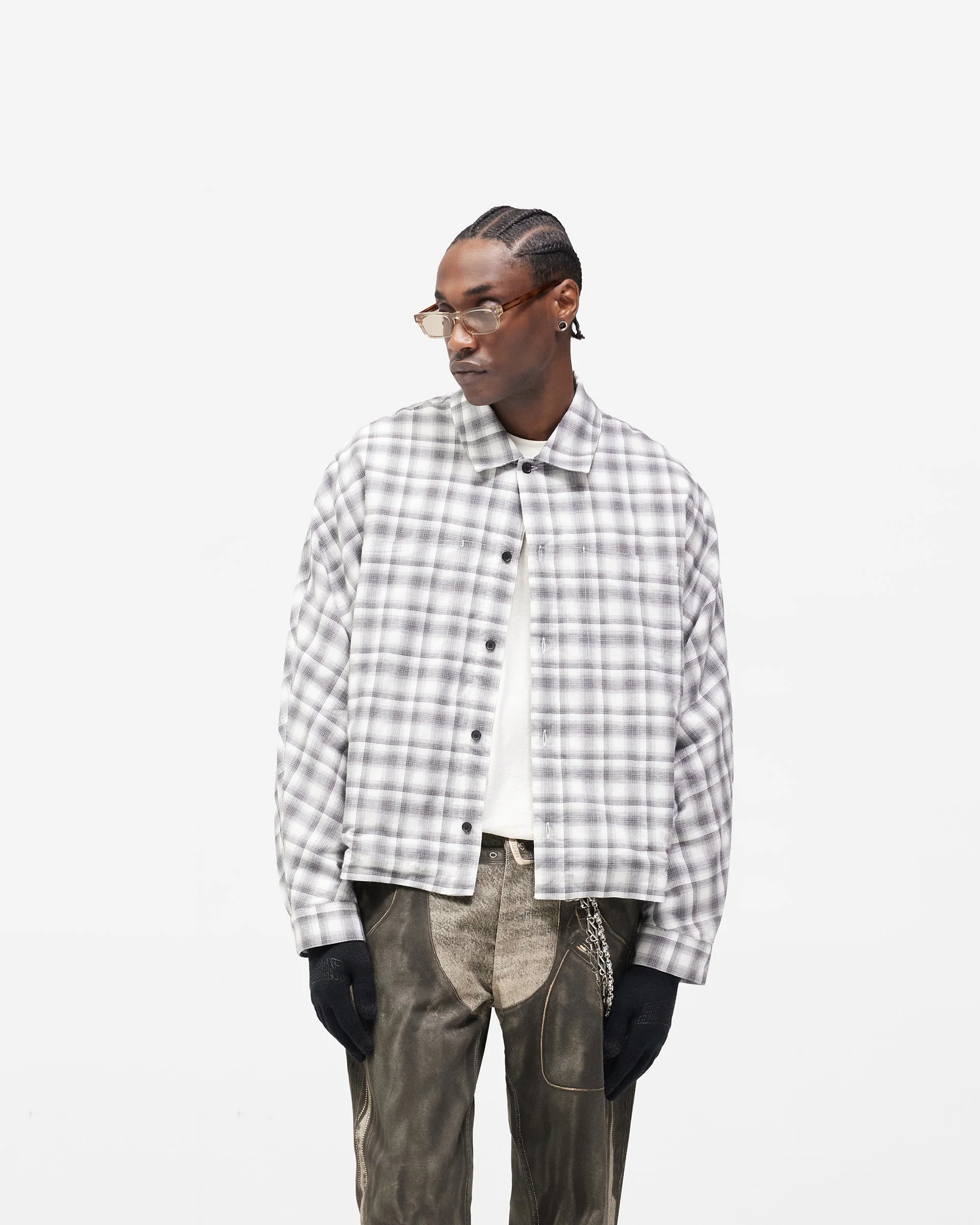 Arch Flannel Shirt - Flat White Jet Black - Image 3