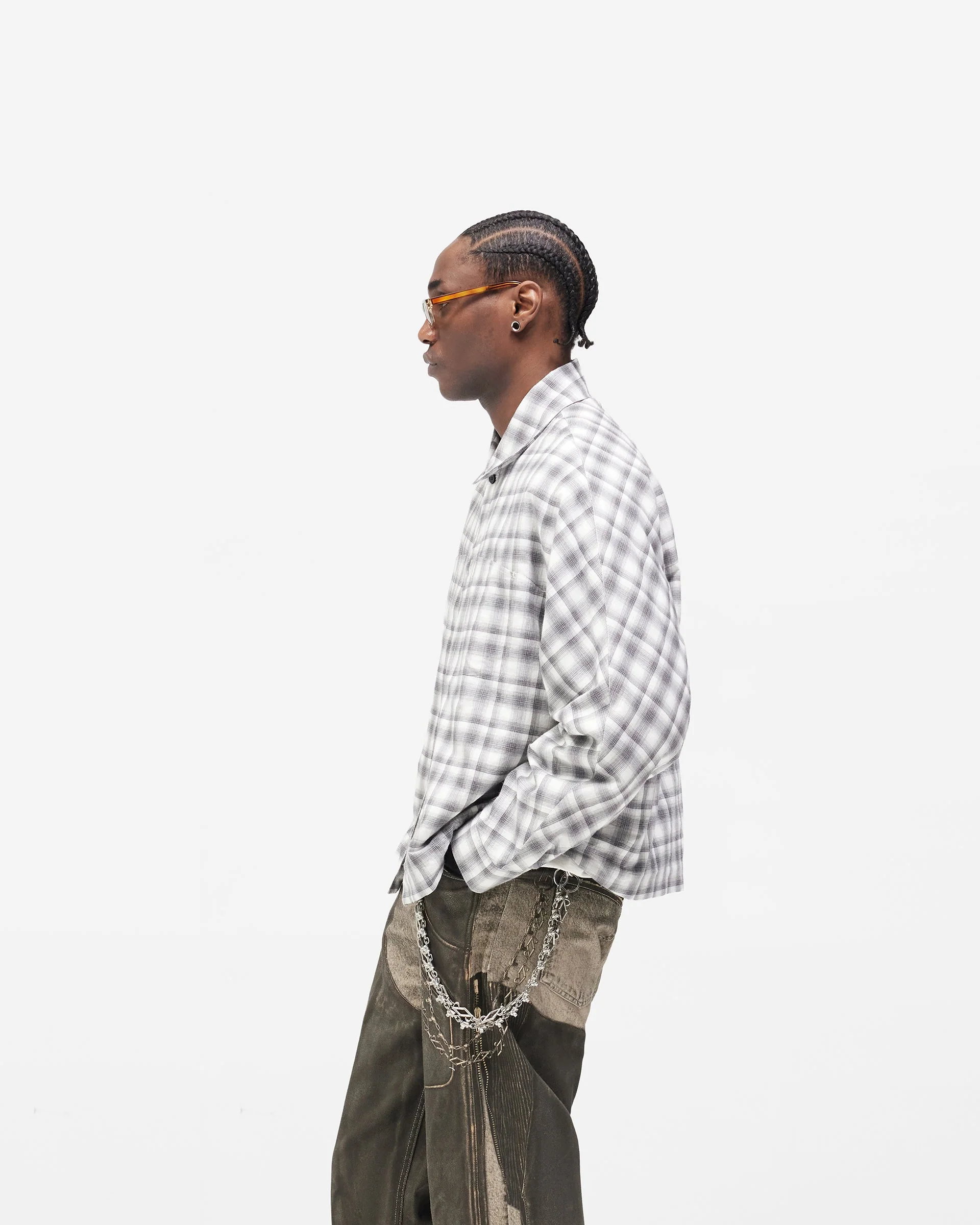 Arch Flannel Shirt - Flat White Jet Black - Image 4