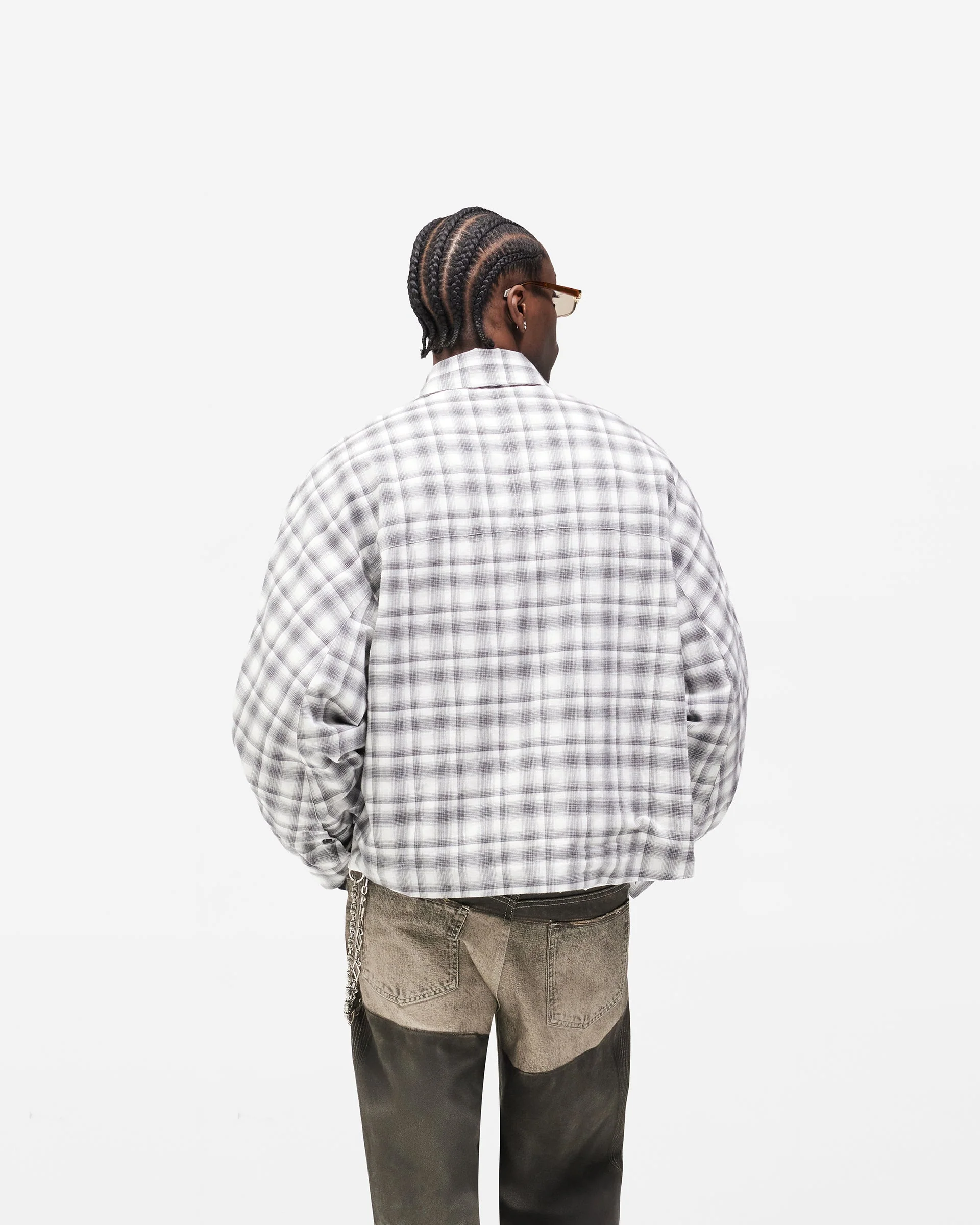 Arch Flannel Shirt - Flat White Jet Black - Image 6