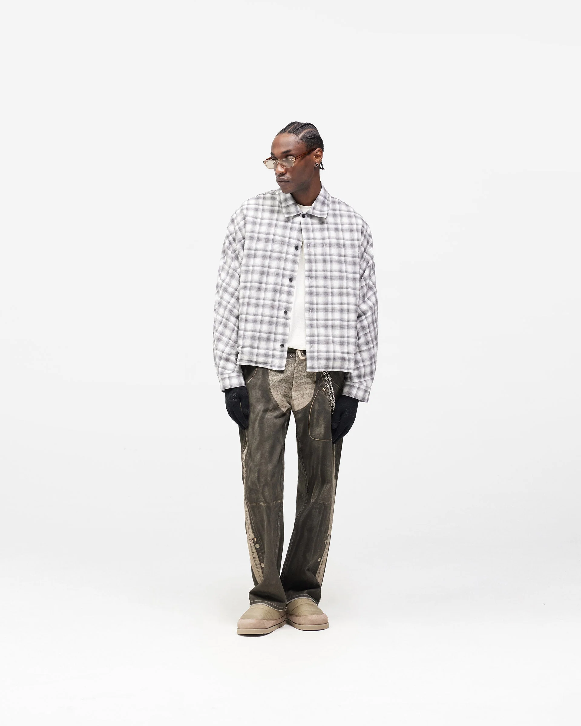 Arch Flannel Shirt - Flat White Jet Black - Image 7