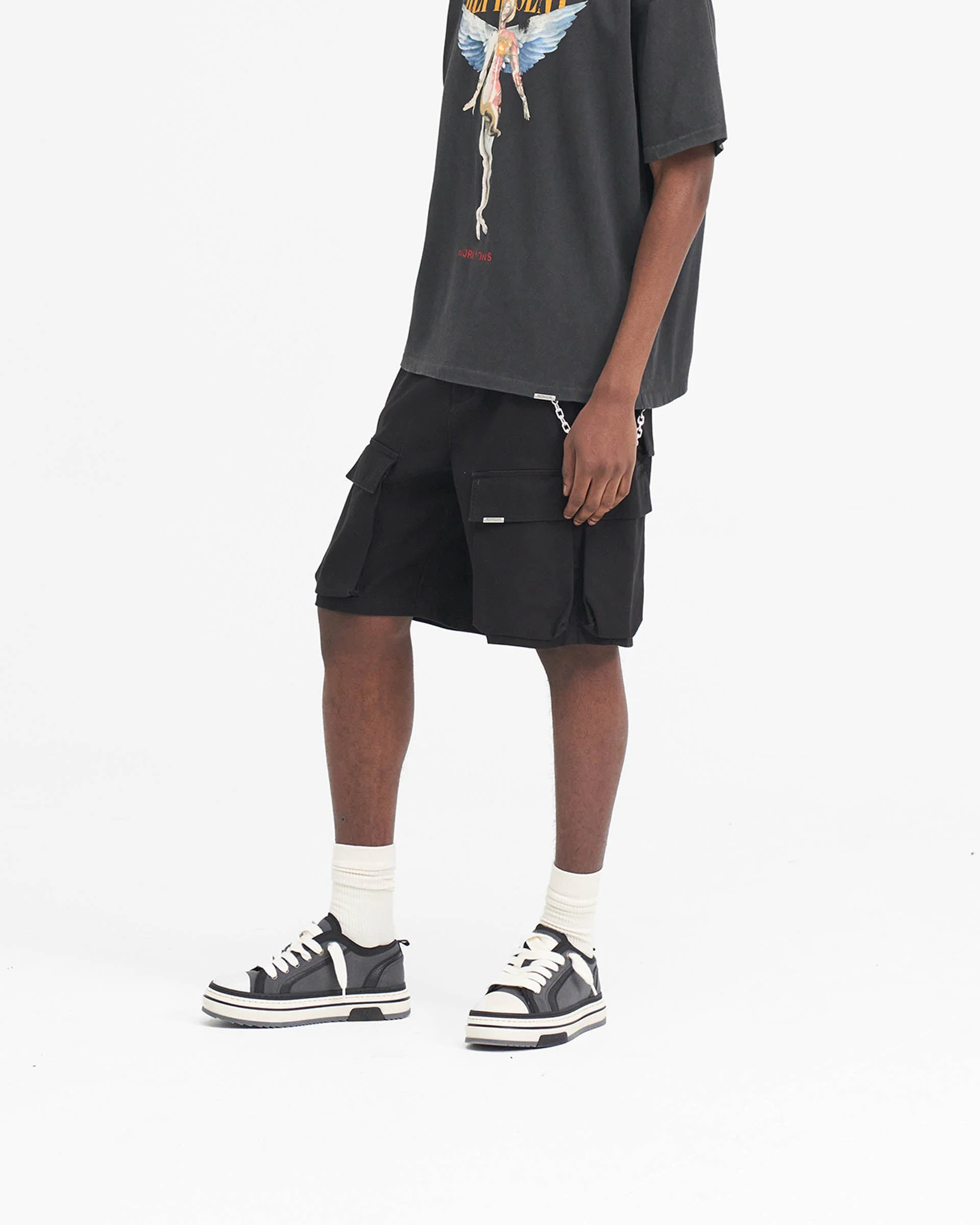 Baggy Cotton Cargo Short - Black - Image 2