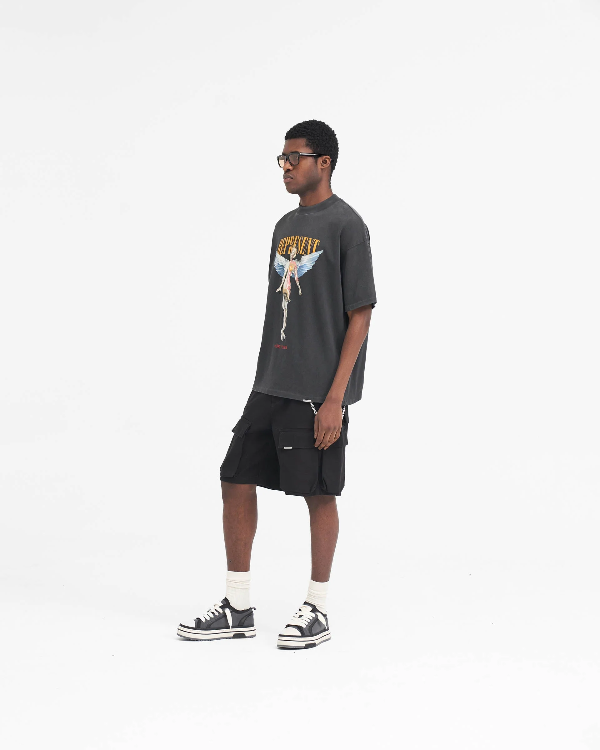 Baggy Cotton Cargo Short - Black - Image 8
