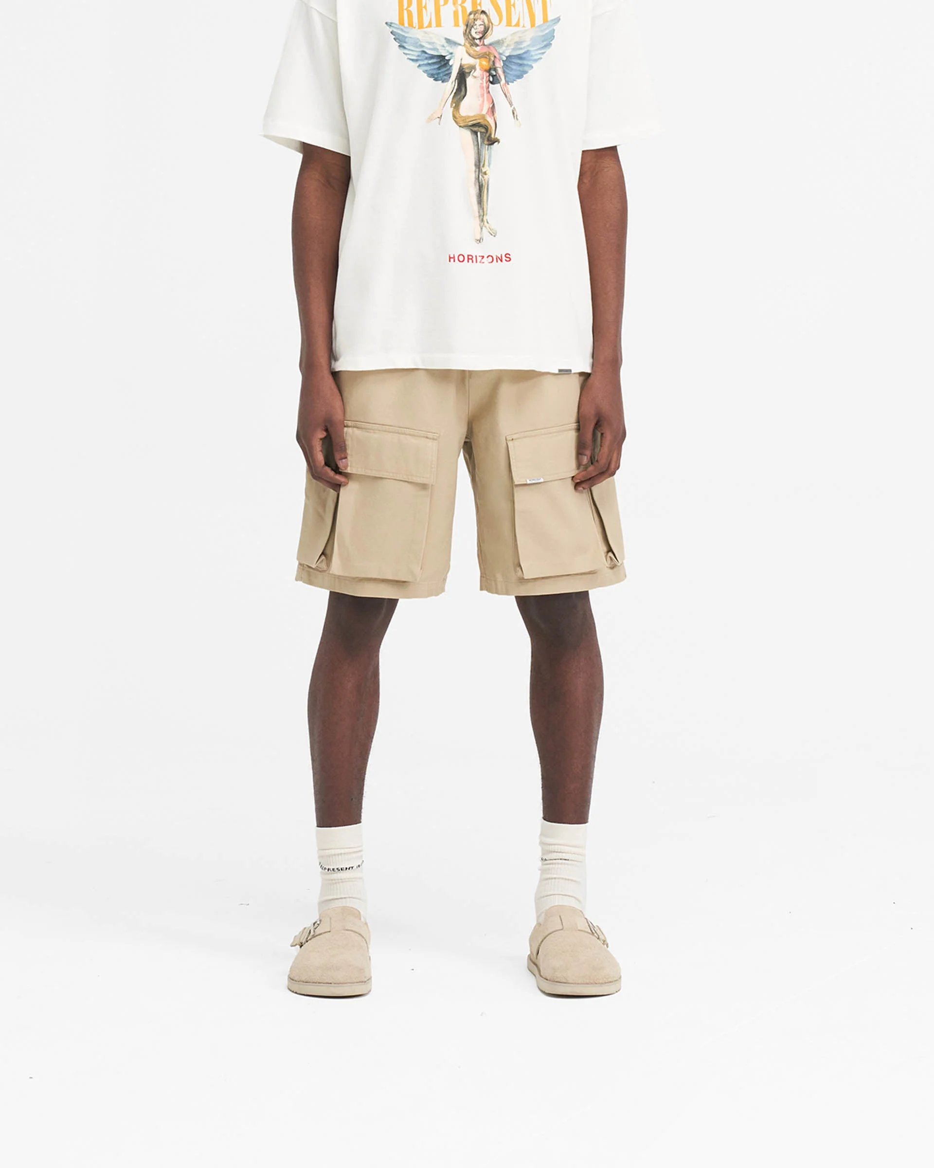 Baggy Cotton Cargo Short - Sandstone - Image 3