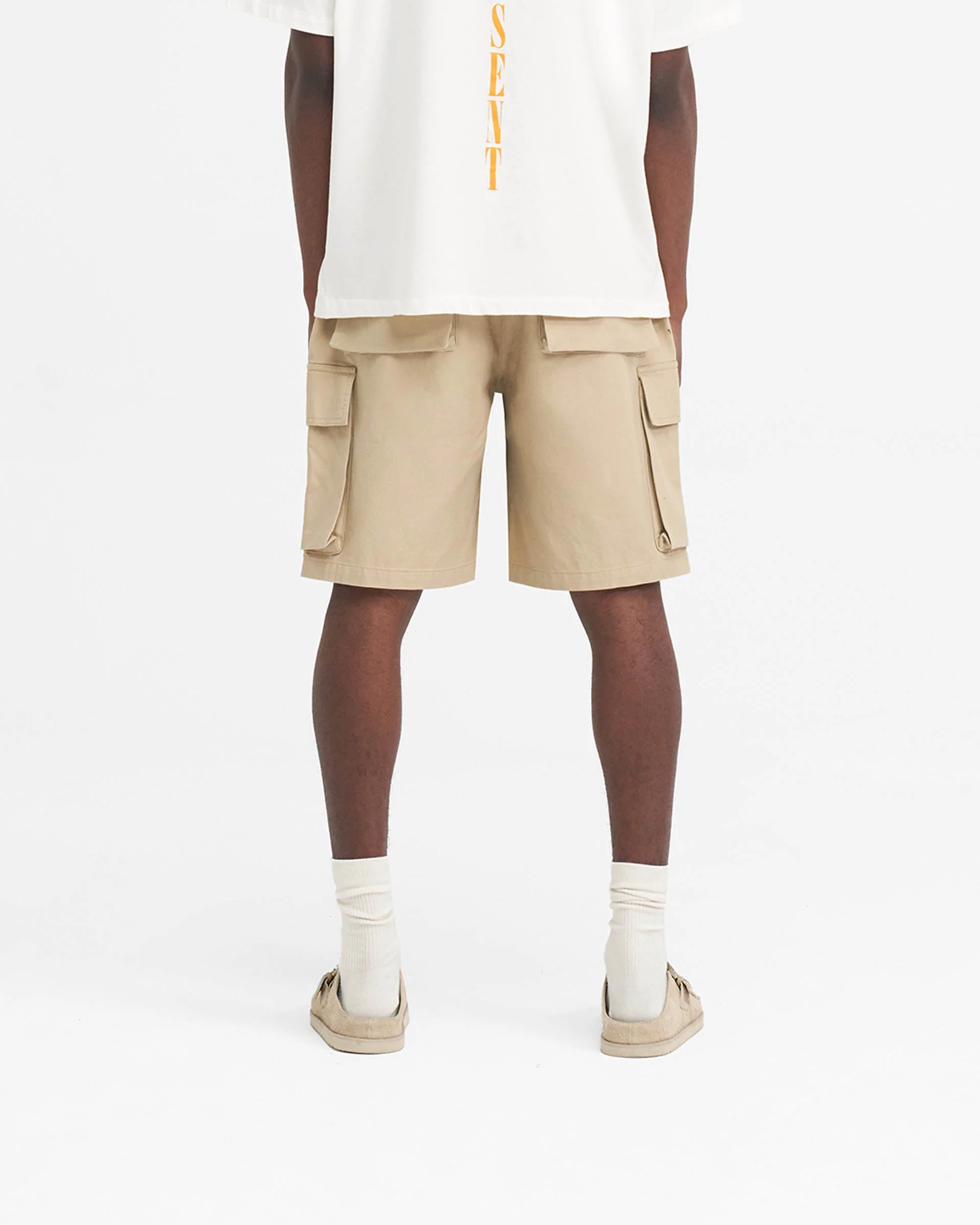 Baggy Cotton Cargo Short - Sandstone - Image 4