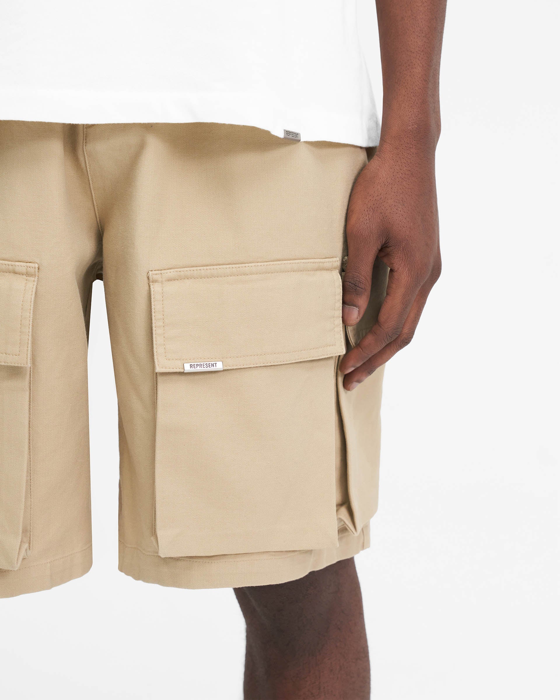 Baggy Cotton Cargo Short - Sandstone - Image 6