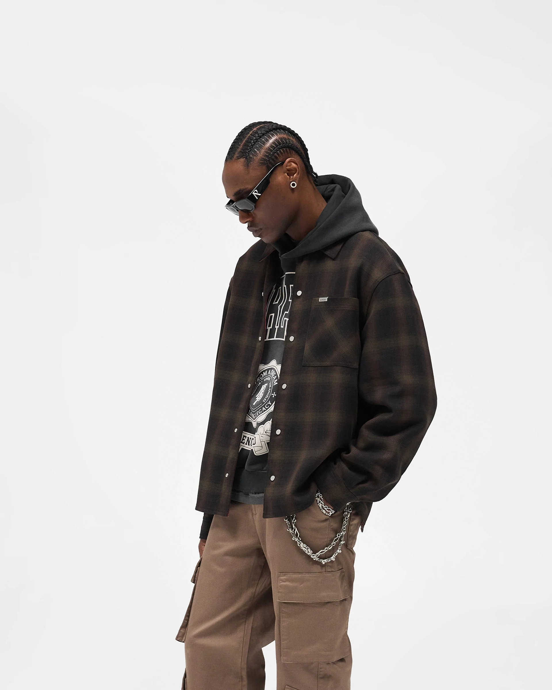 Bonded Reversible Check Shirt - Nero - Image 9