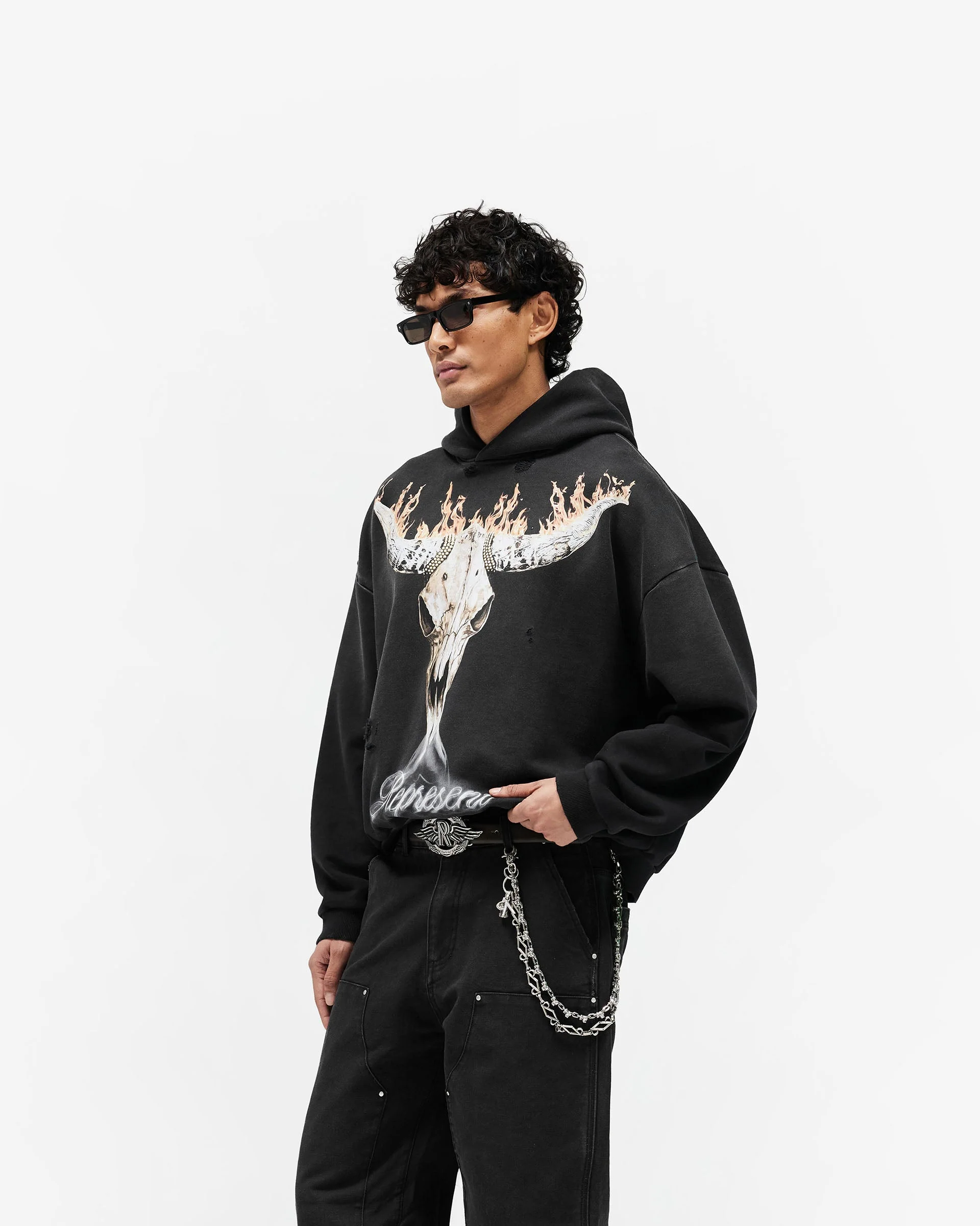 British Cowboys Hoodie - Stained Black - Image 4