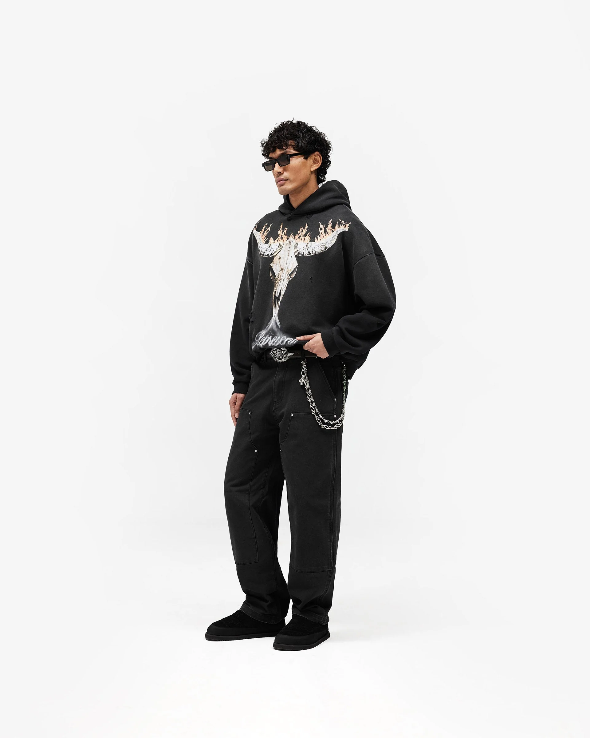 British Cowboys Hoodie - Stained Black - Image 7