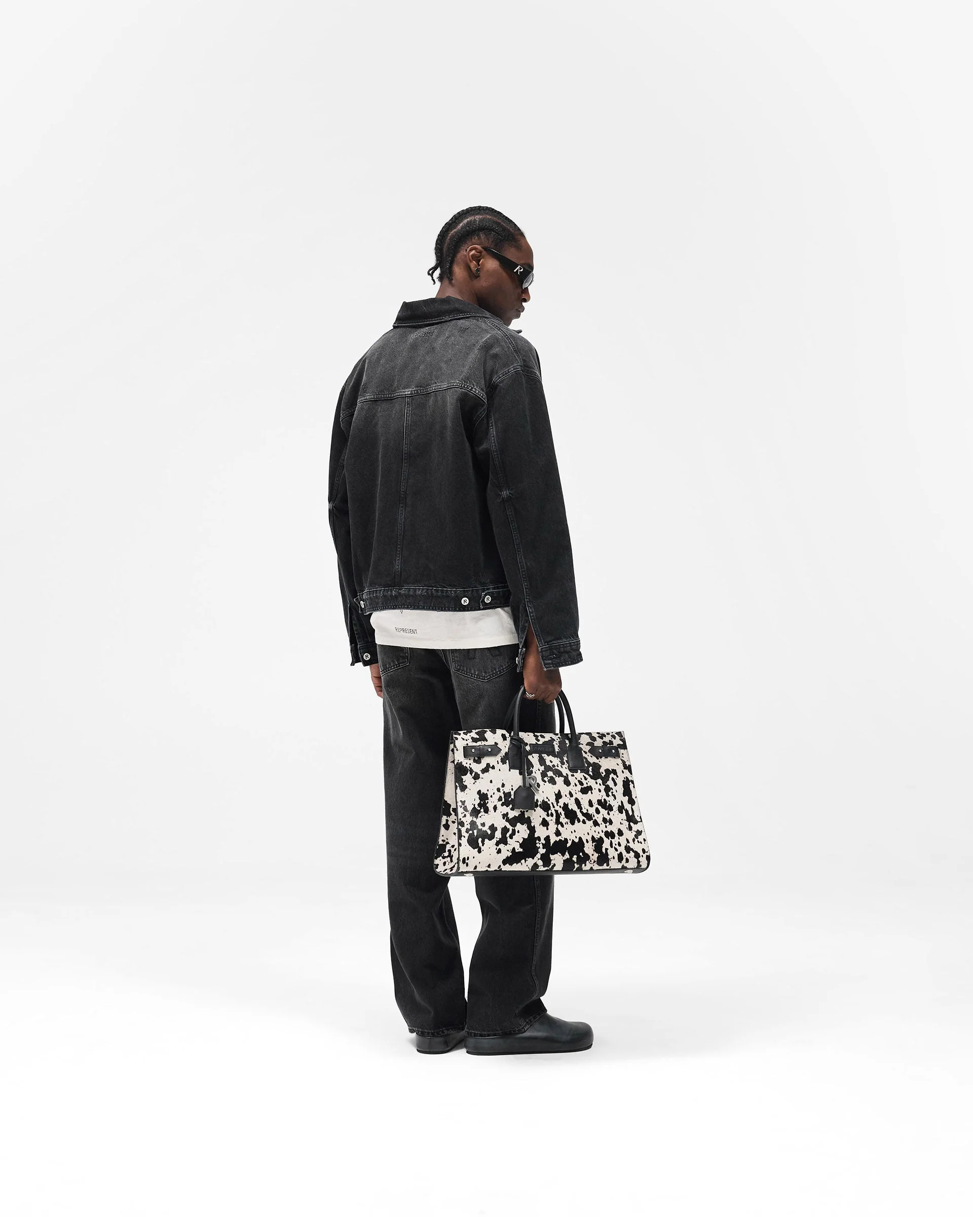 Collared Denim Jacket - Aged Black - Image 13
