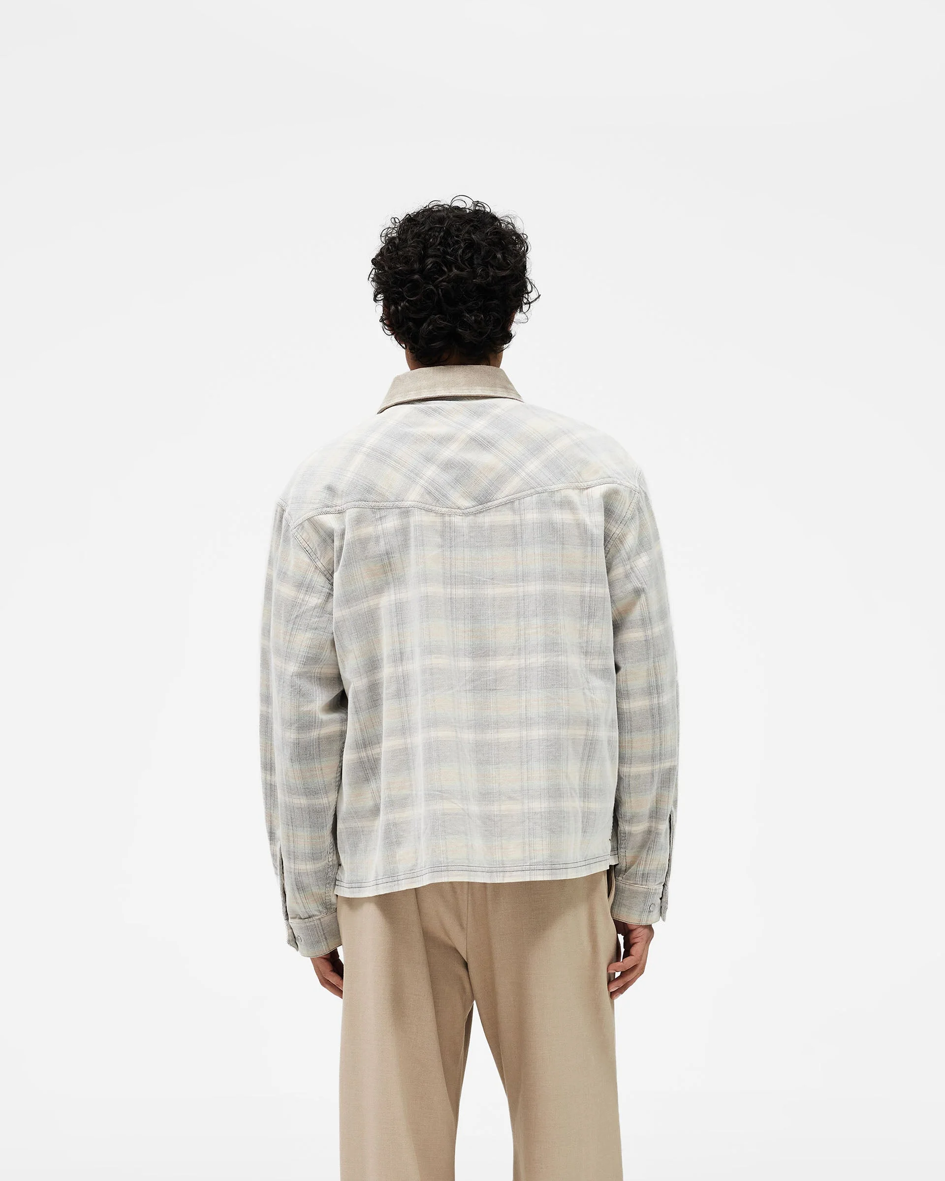Cord Zip Flannel Shirt - Mineral - Image 5