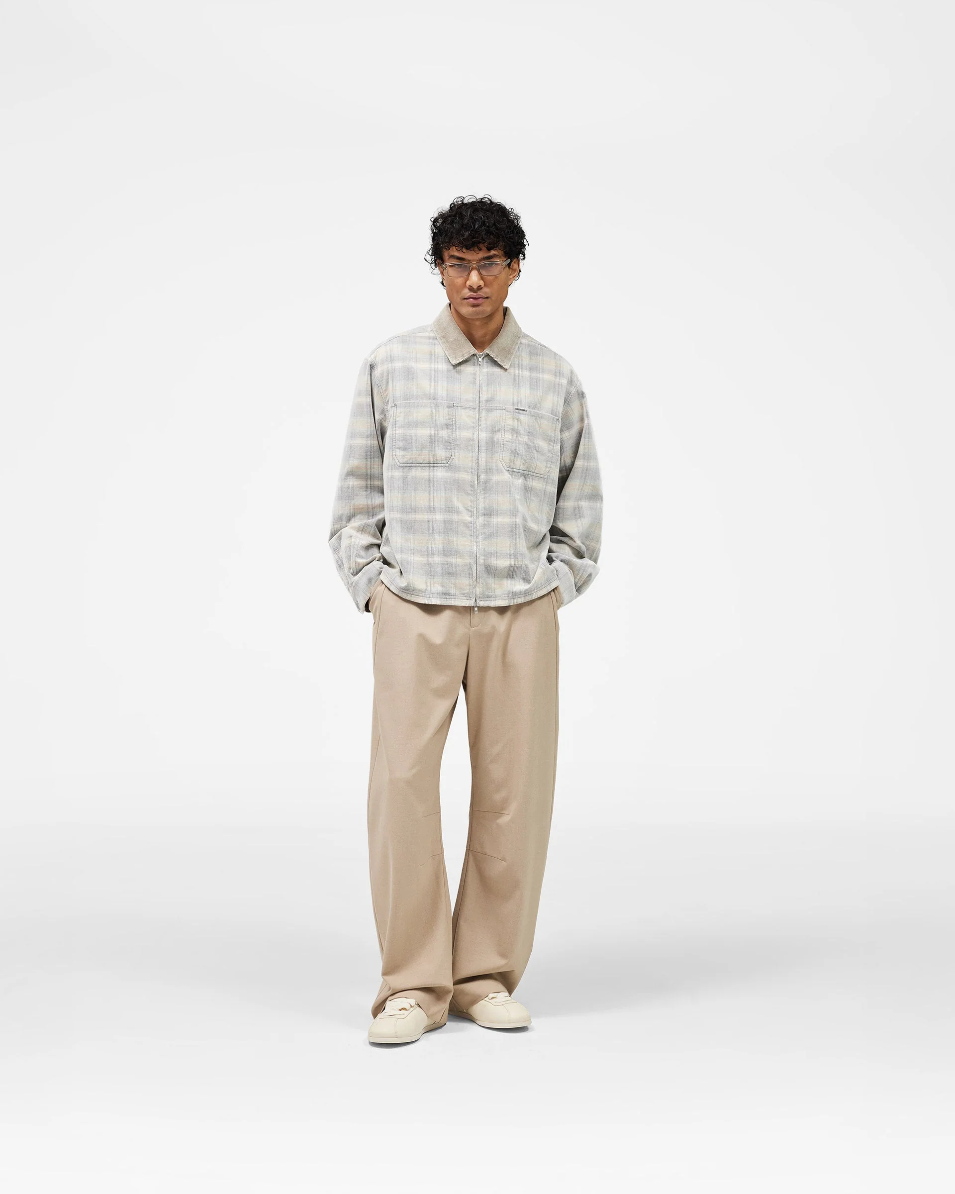 Cord Zip Flannel Shirt - Mineral - Image 6