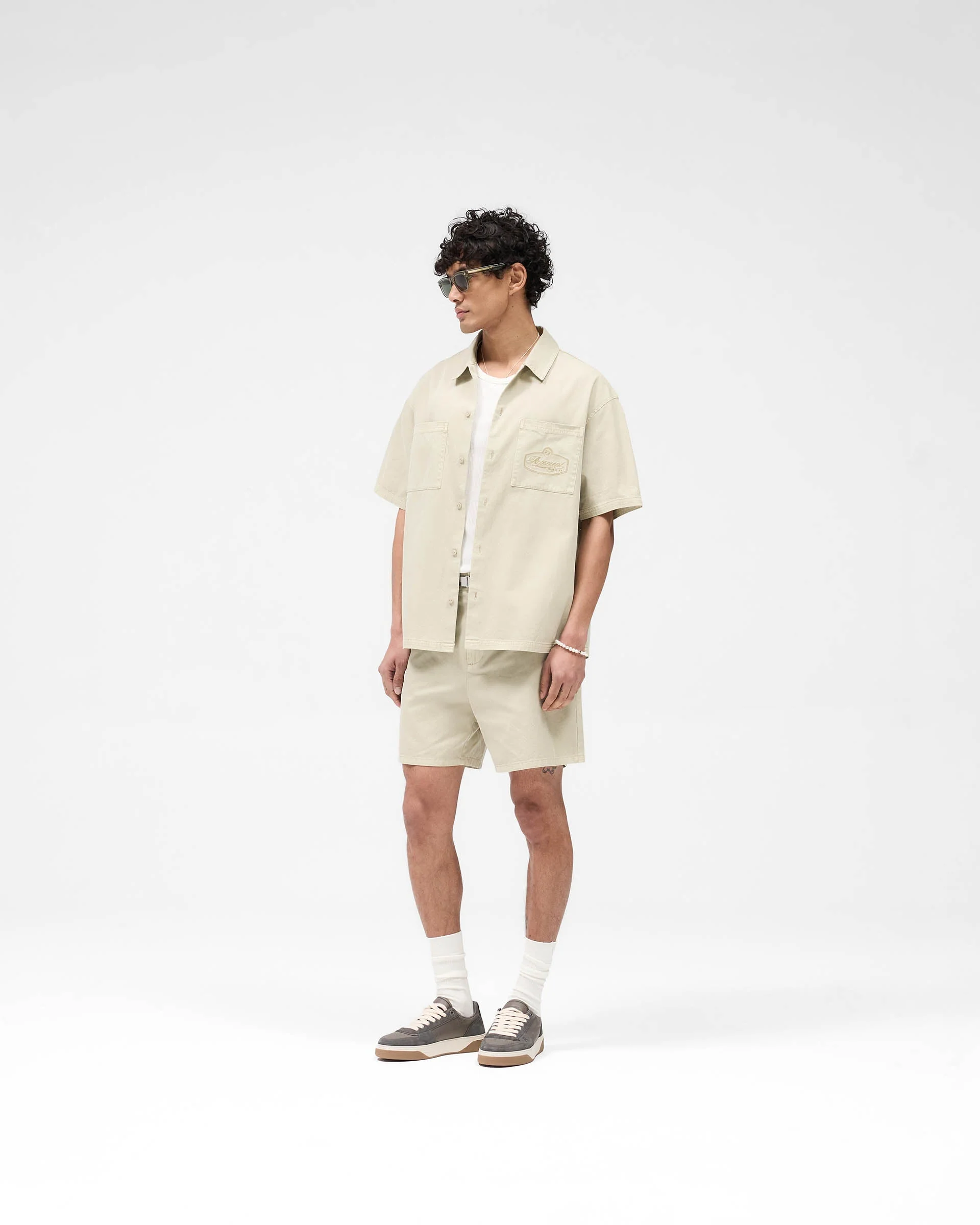 Cotton Tailored Short - Beige - Image 6