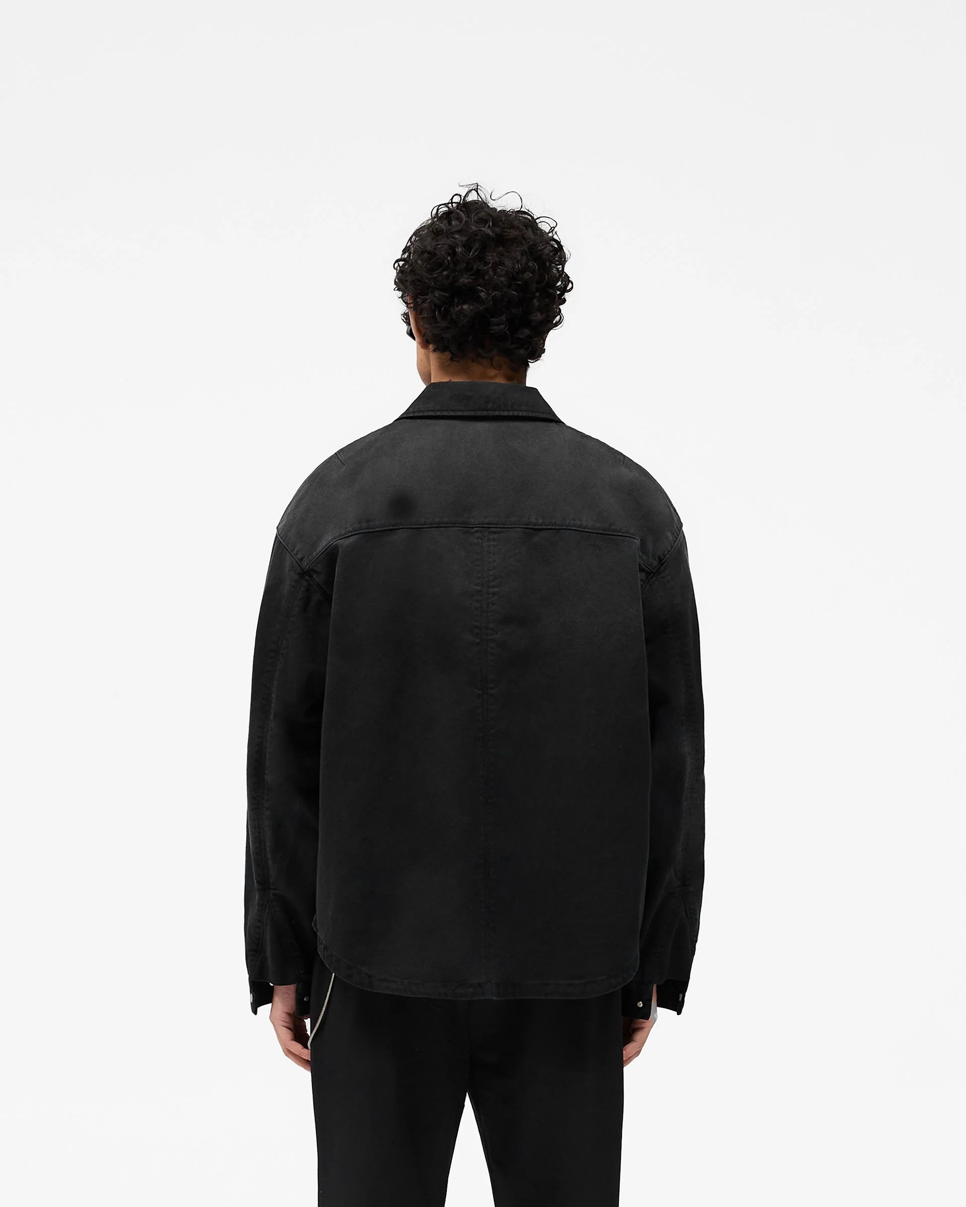 Cotton Zip Through Shirt - Black - Image 4