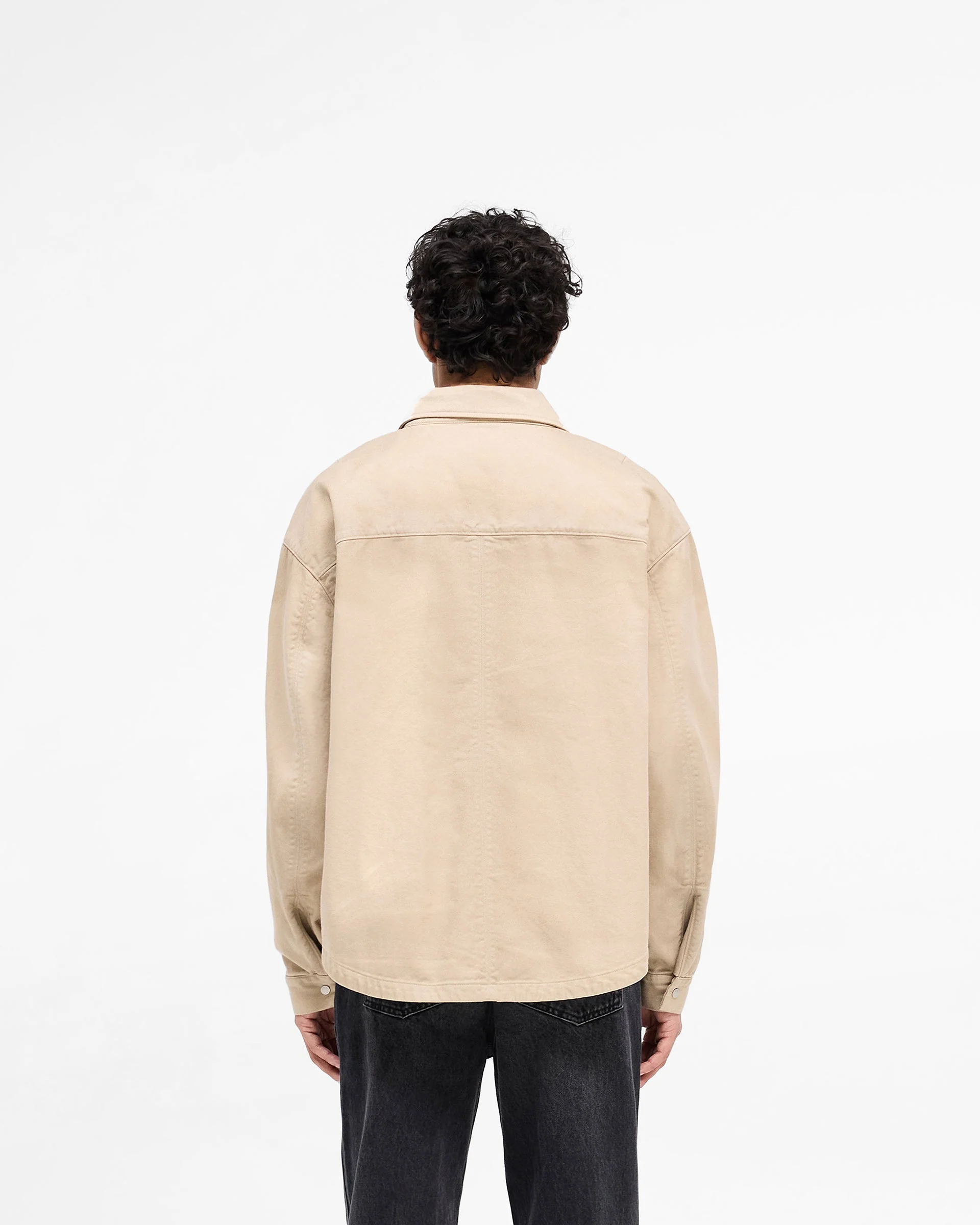 Cotton Zip Through Shirt - Beige - Image 4