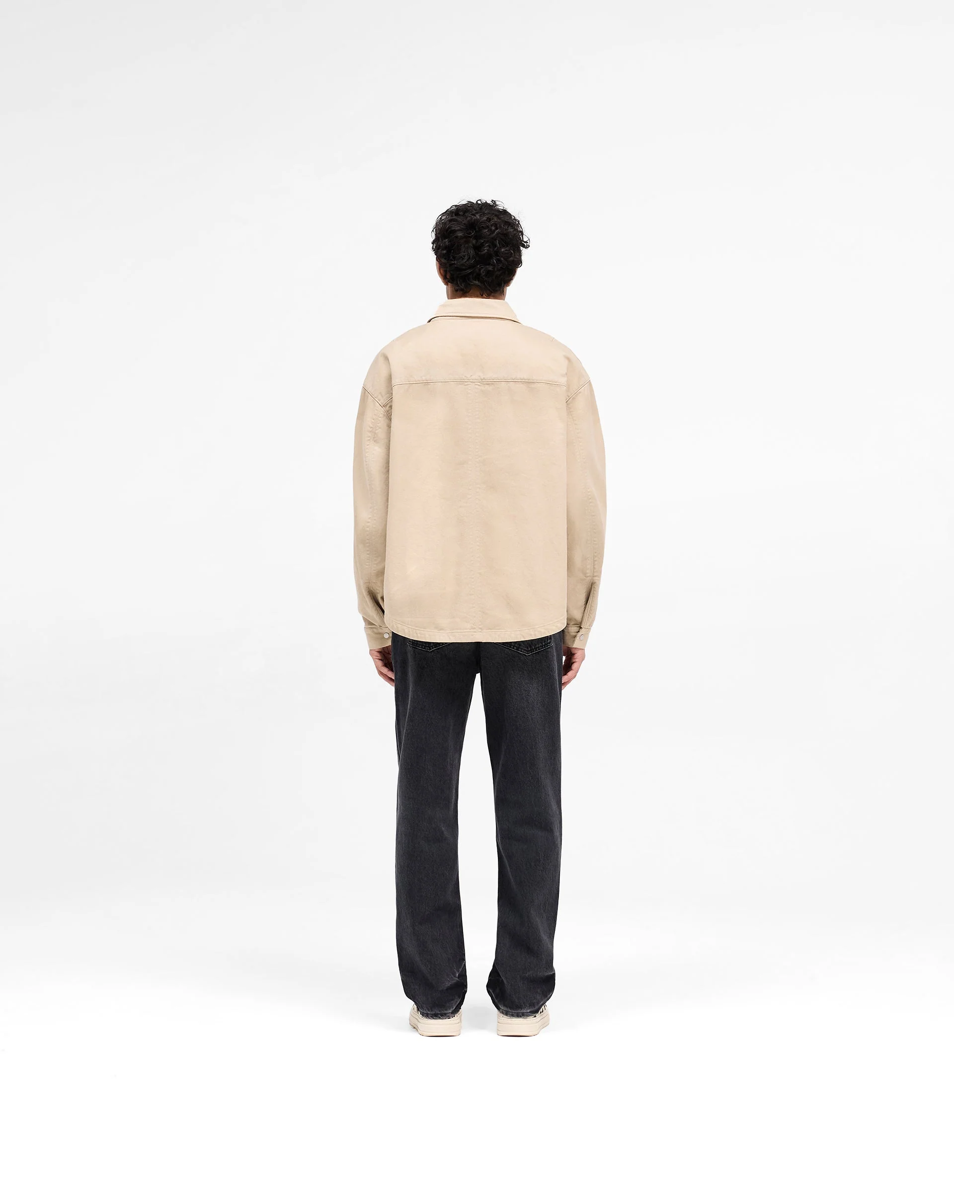 Cotton Zip Through Shirt - Beige - Image 6